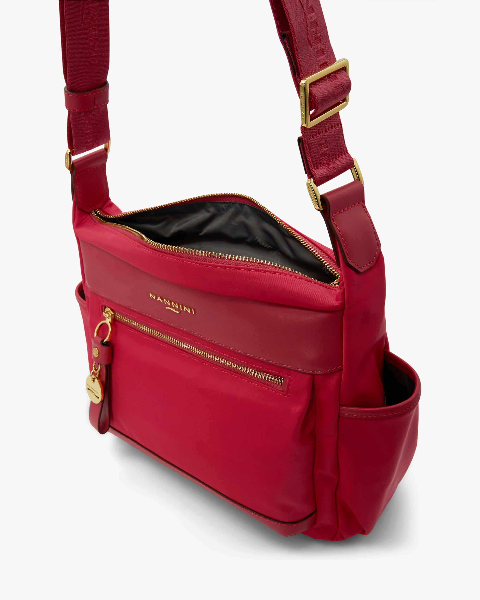 NANNINI borsa spalla donna pelle martellata verde trapuntata catena