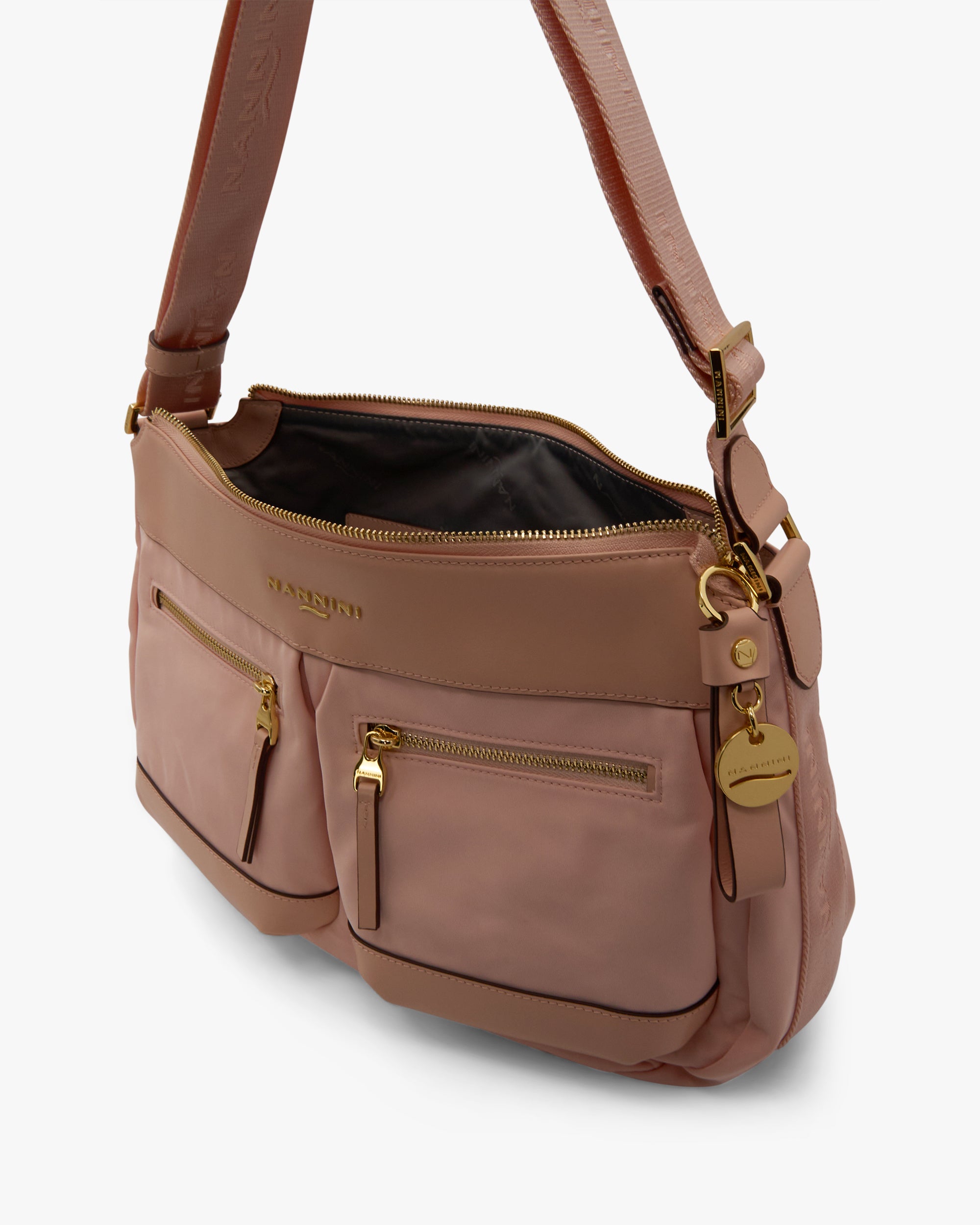 NANNINI borsa spalla donna pelle liscia cuoio marrone