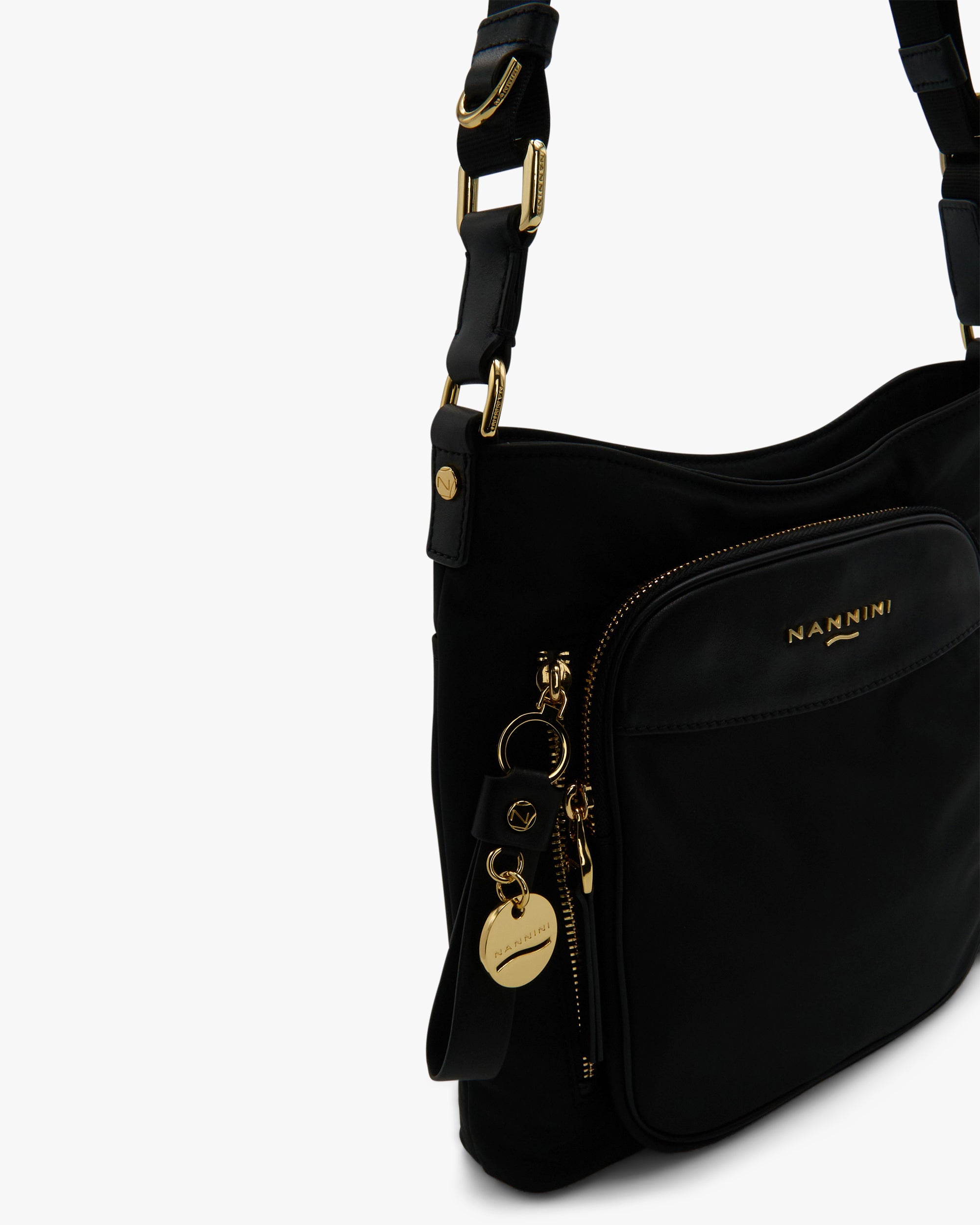 NANNINI borsa spalla donna pelle nero borchie piccola