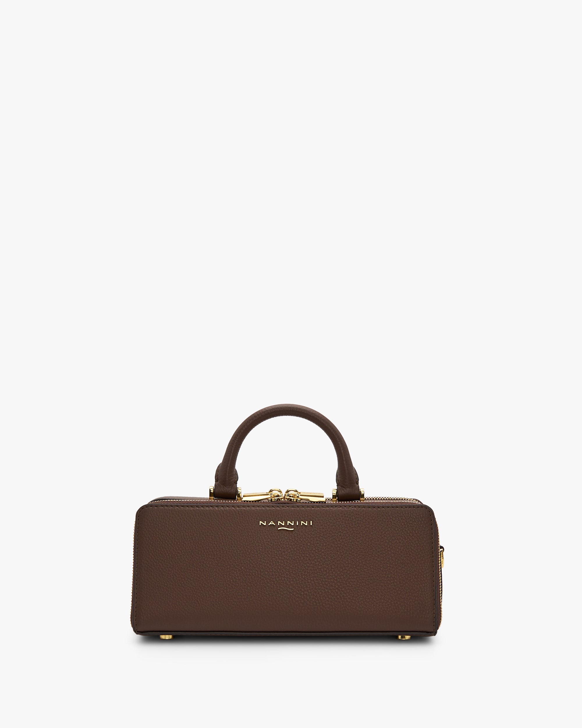 NANNINI borsa spalla donna pelle nero martellata zip