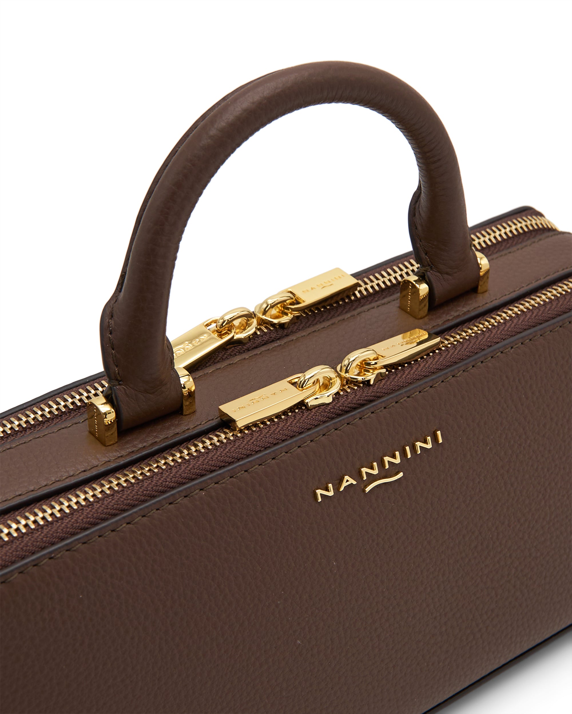 NANNINI zaino pelle martellata nero tre scomparti frontali