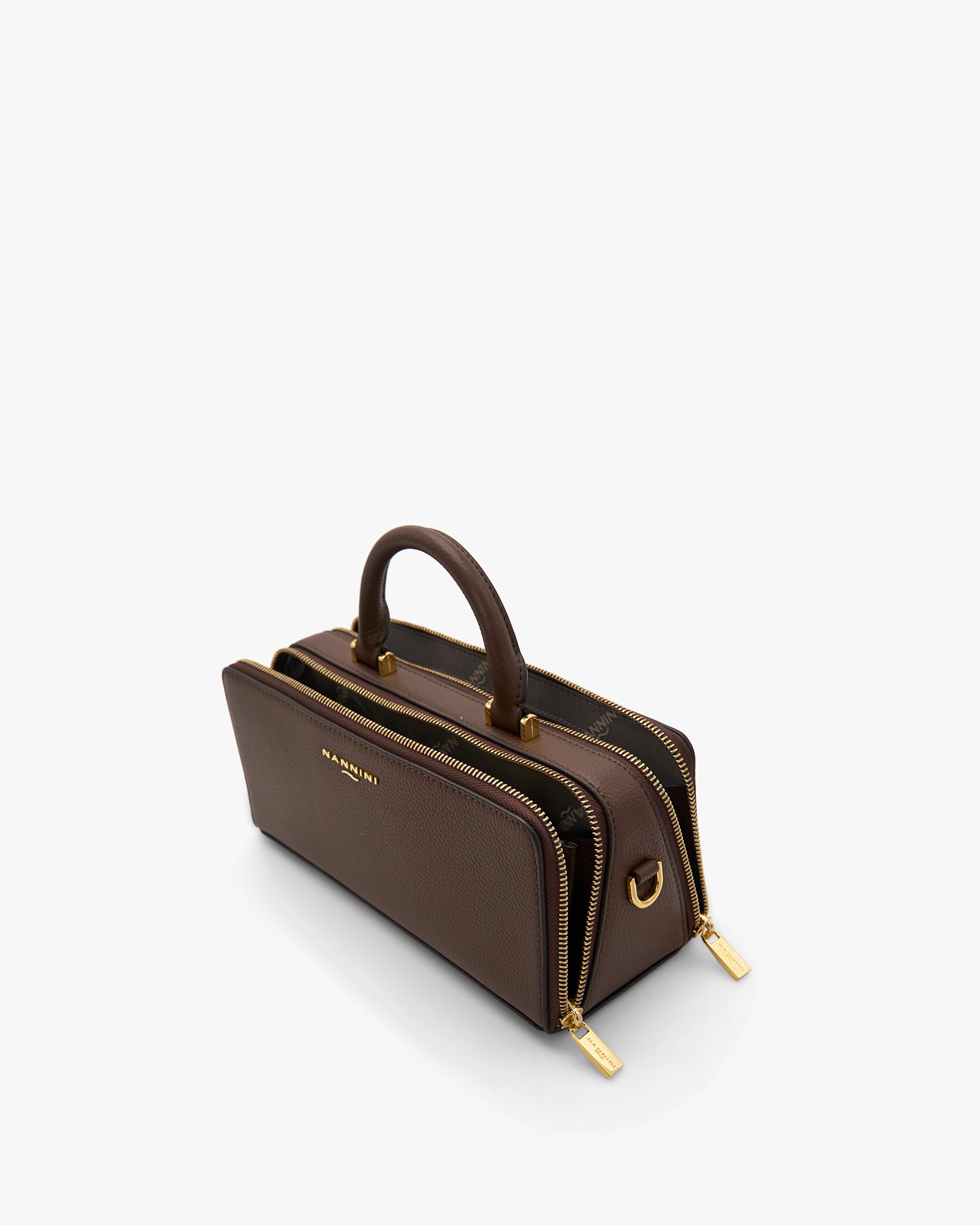 NANNINI pochette pelle sintetica verde catena oro donna