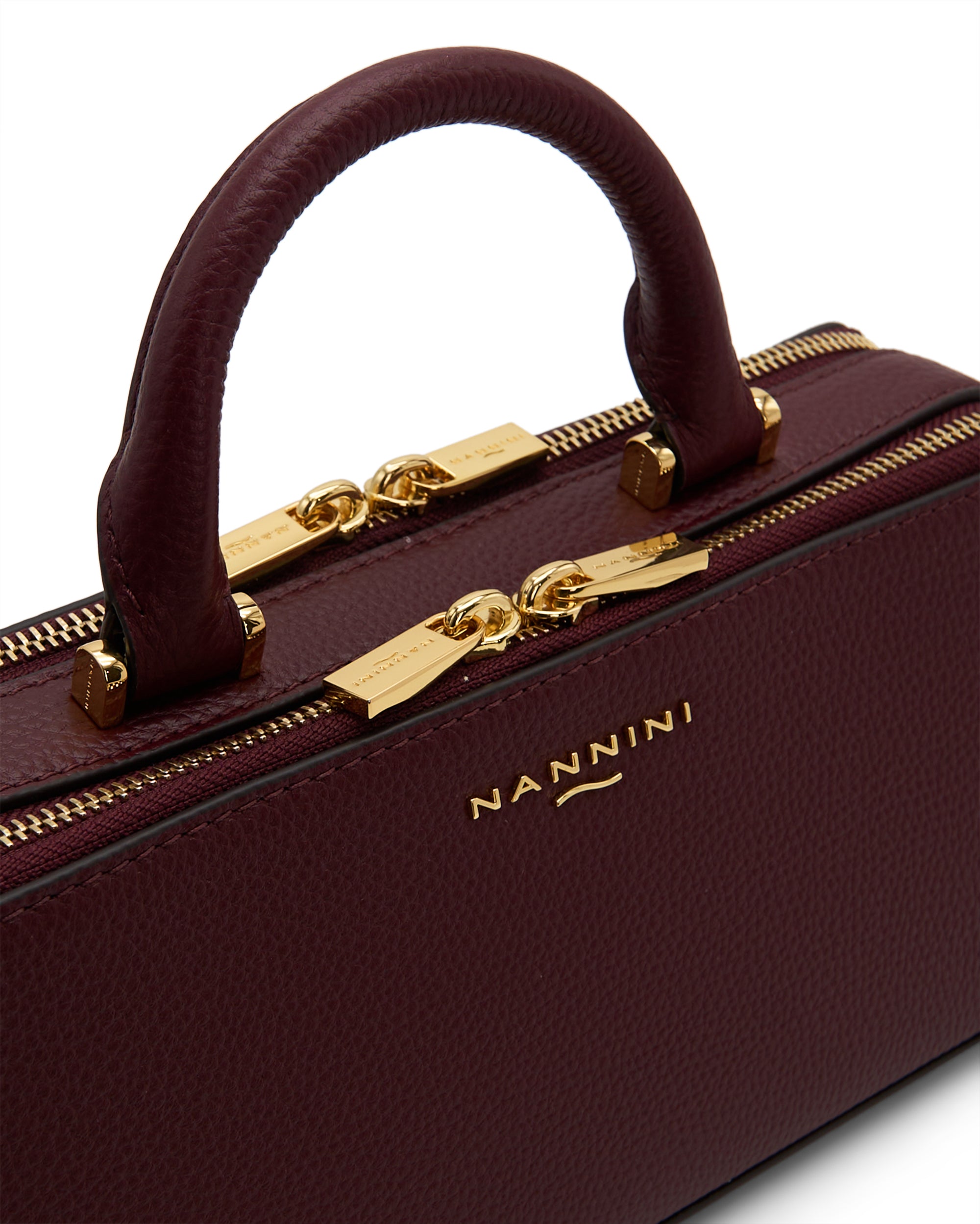 NANNINI Borsa a mano pelle martellata nera donna logo