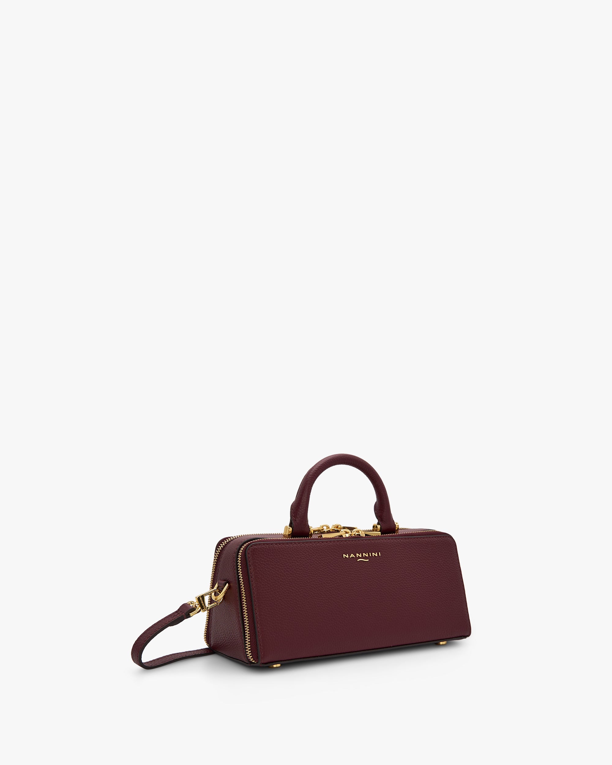 NANNINI borsa spalla donna pelle martellata nera borchie