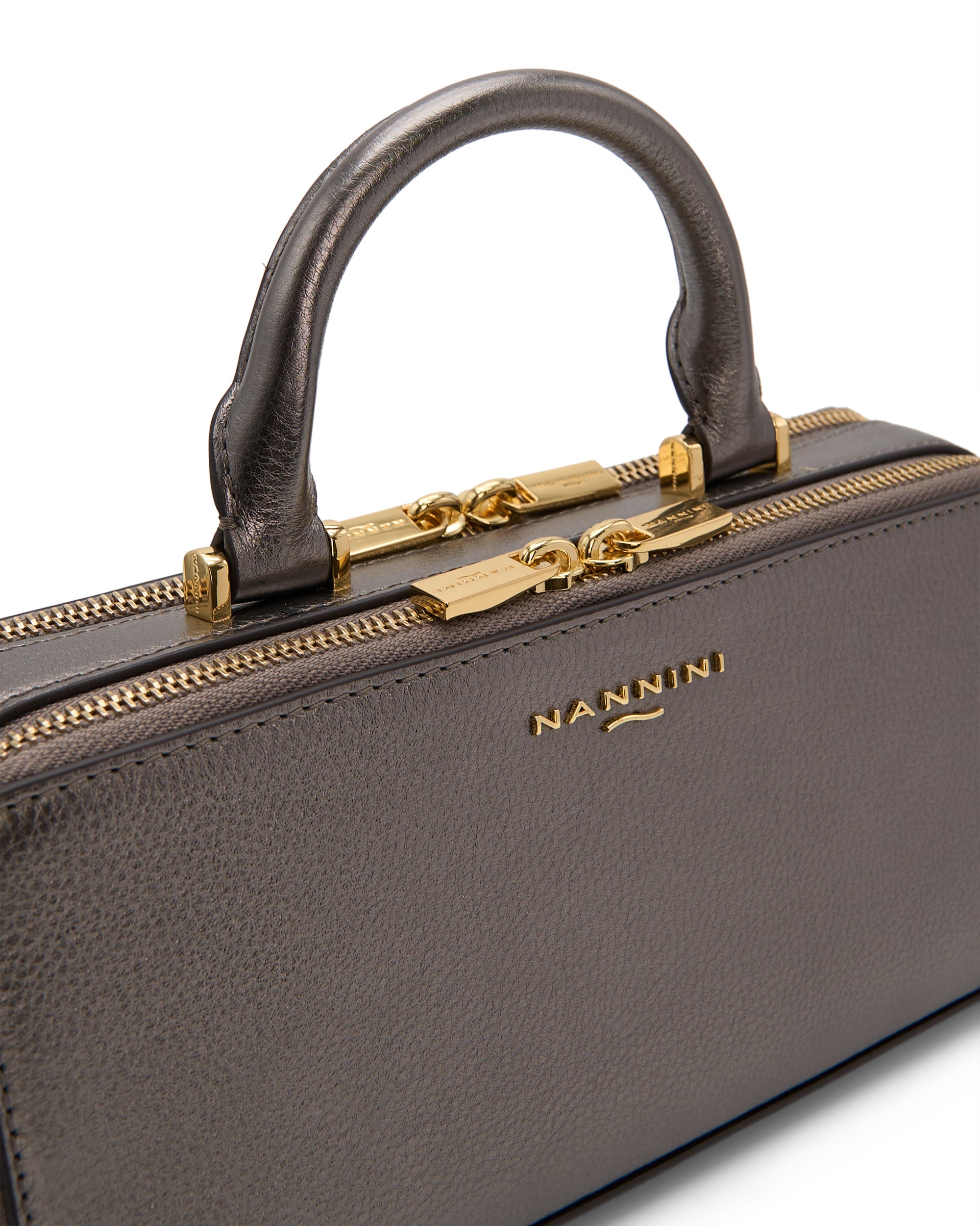 NANNINI borsa spalla donna pelle nero martellata media