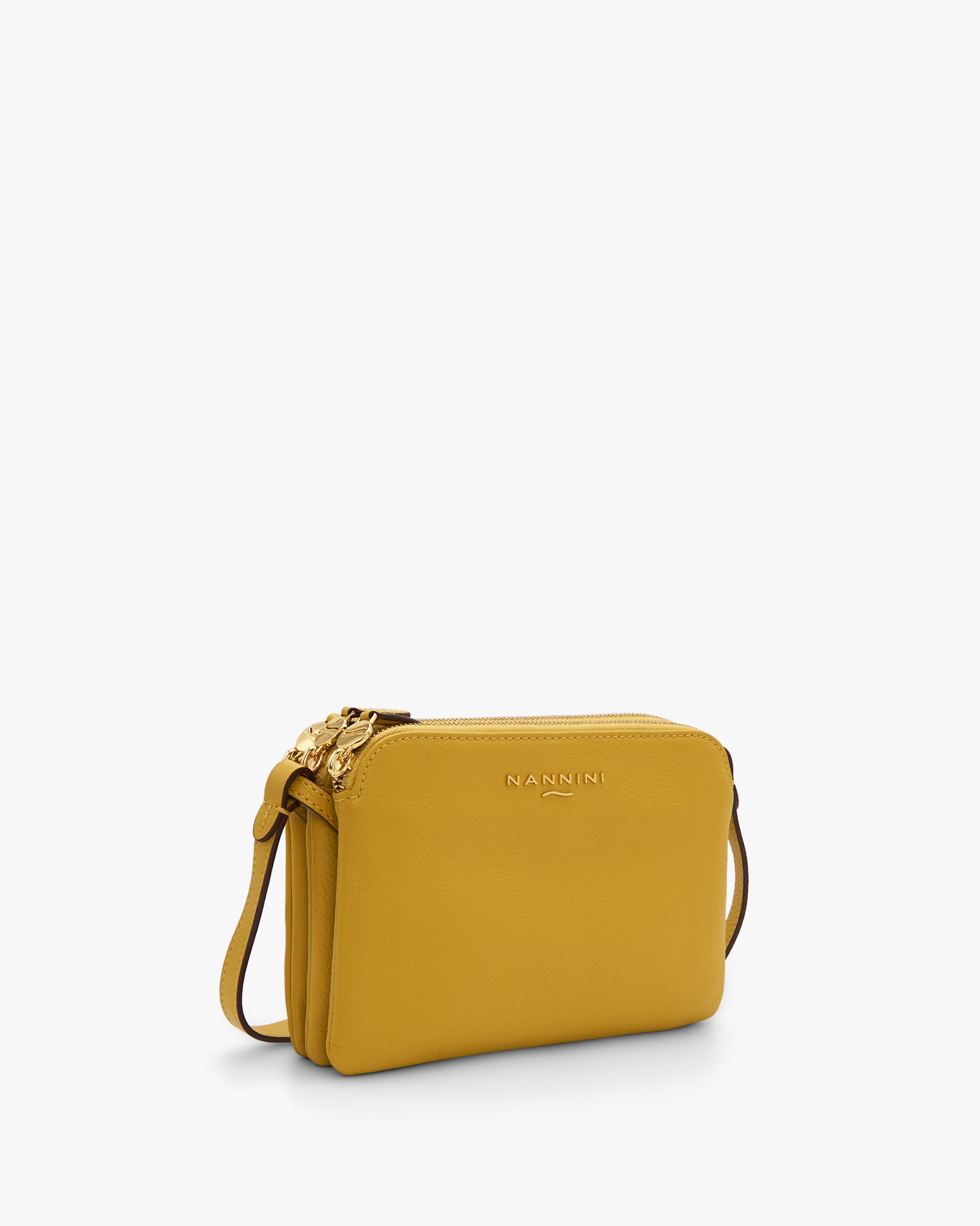 NANNINI tracolla media pelle liscia marrone con patta