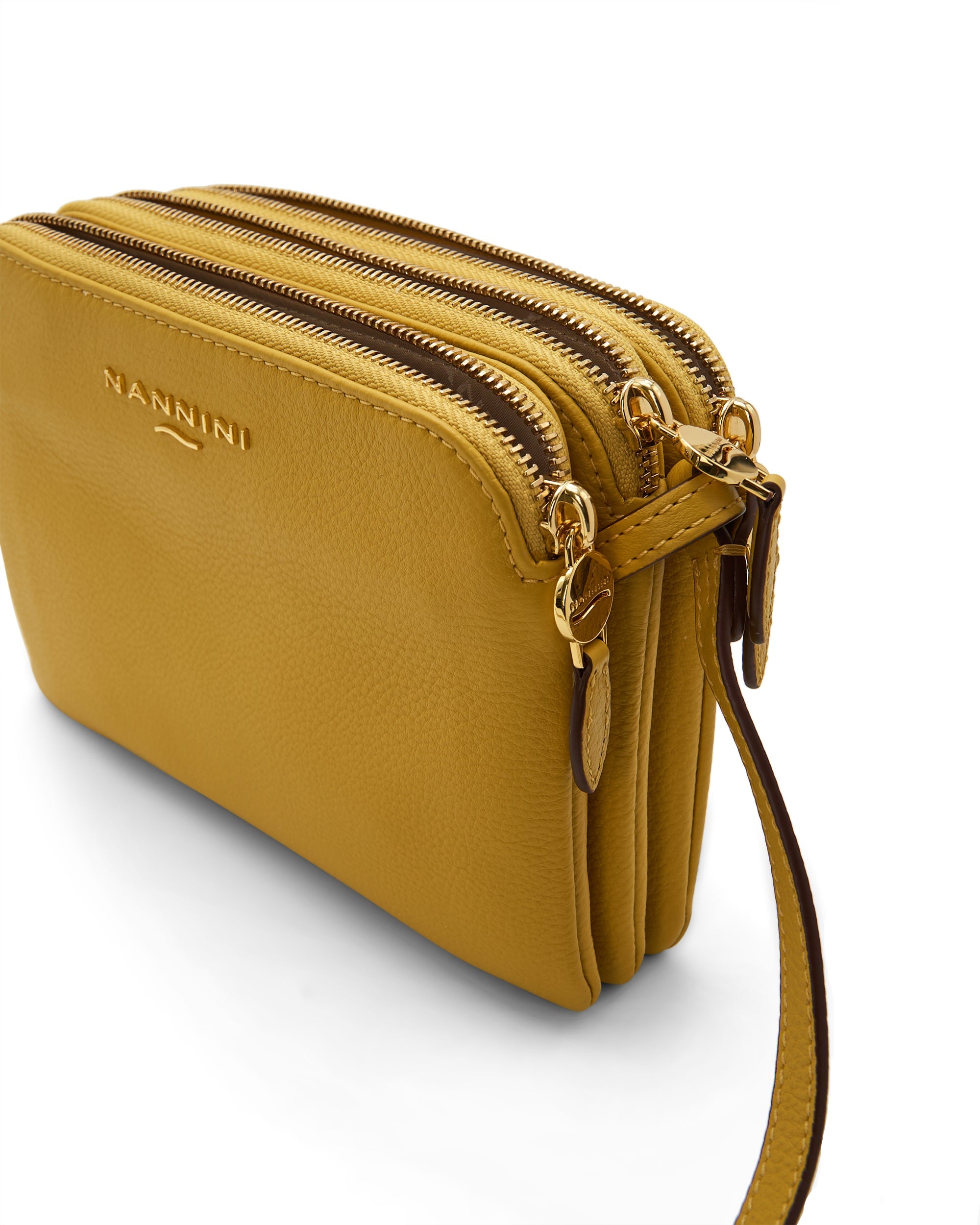 NANNINI bauletto donna pelle martellata verde scuro manici tracolla