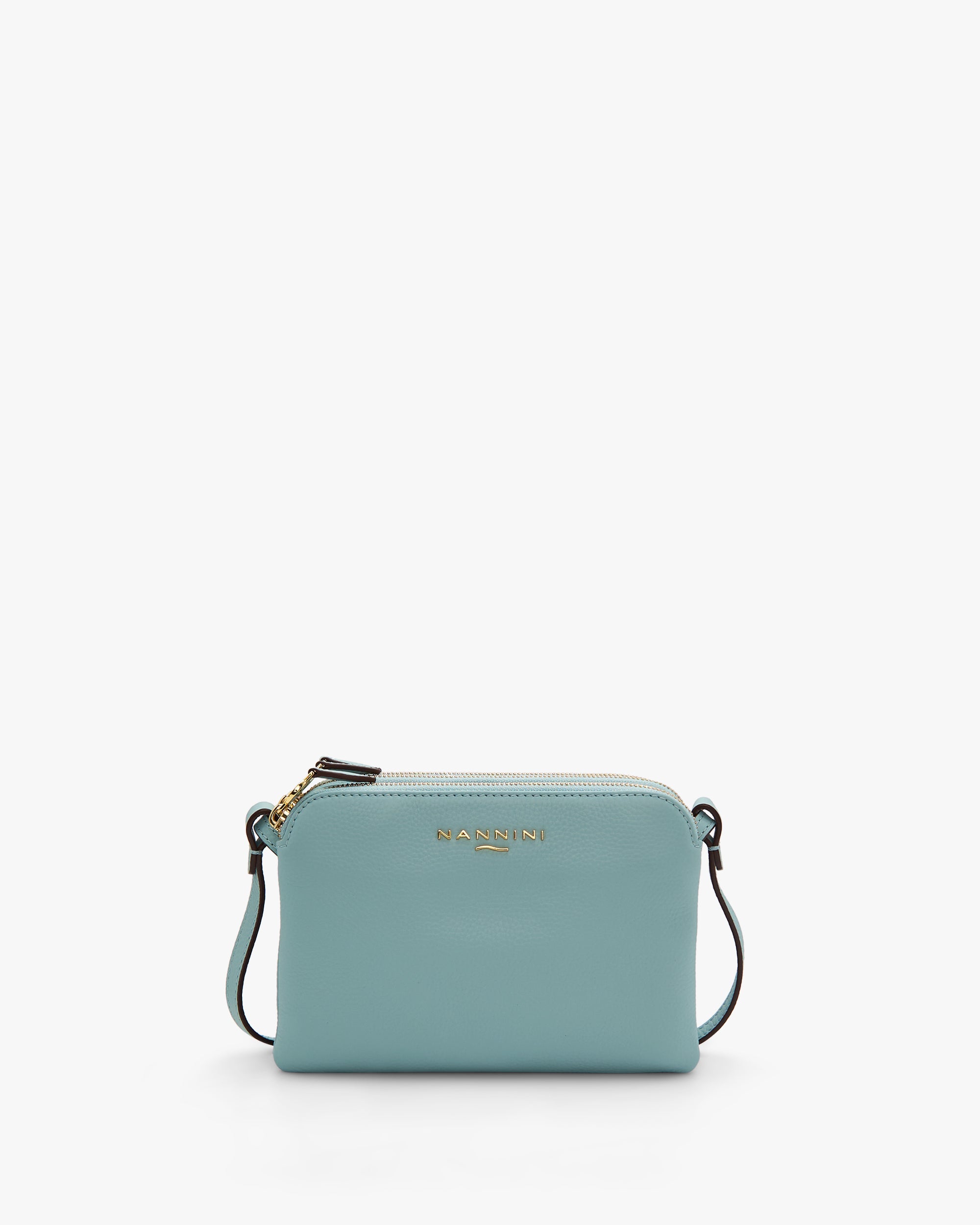 NANNINI borsa spalla donna pelle liscia martellata marrone