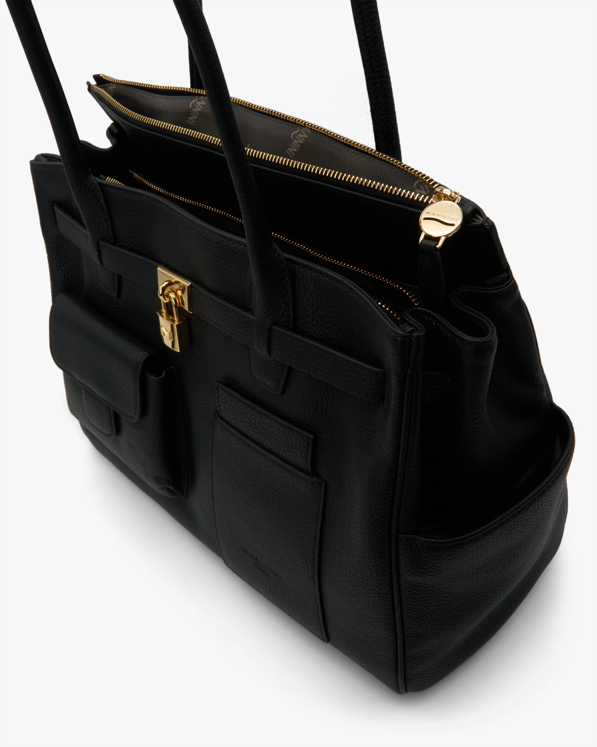 NANNINI borsa spalla donna pelle martellata nera borchie