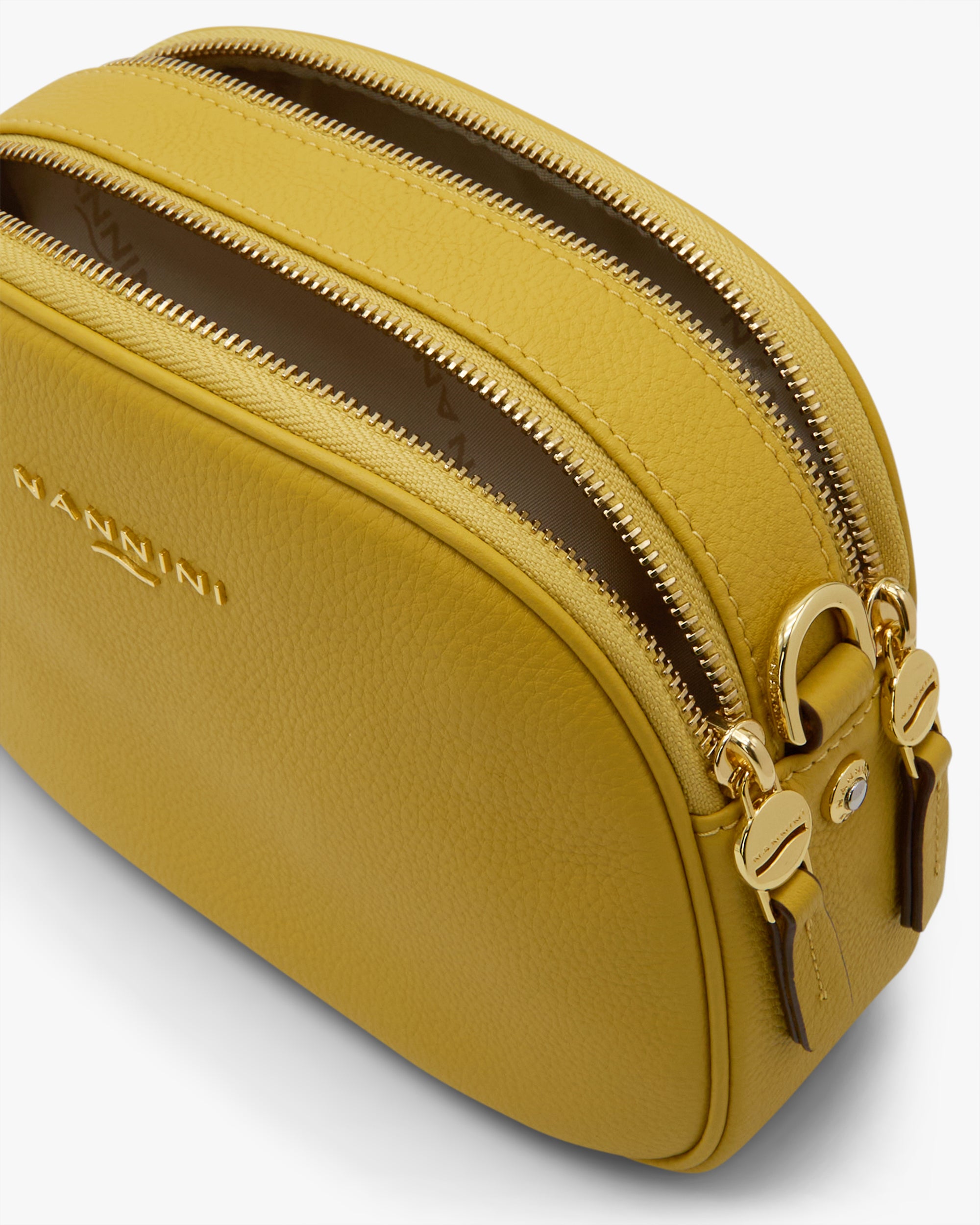 NANNINI borsa spalla donna pelle martellata marrone chiara