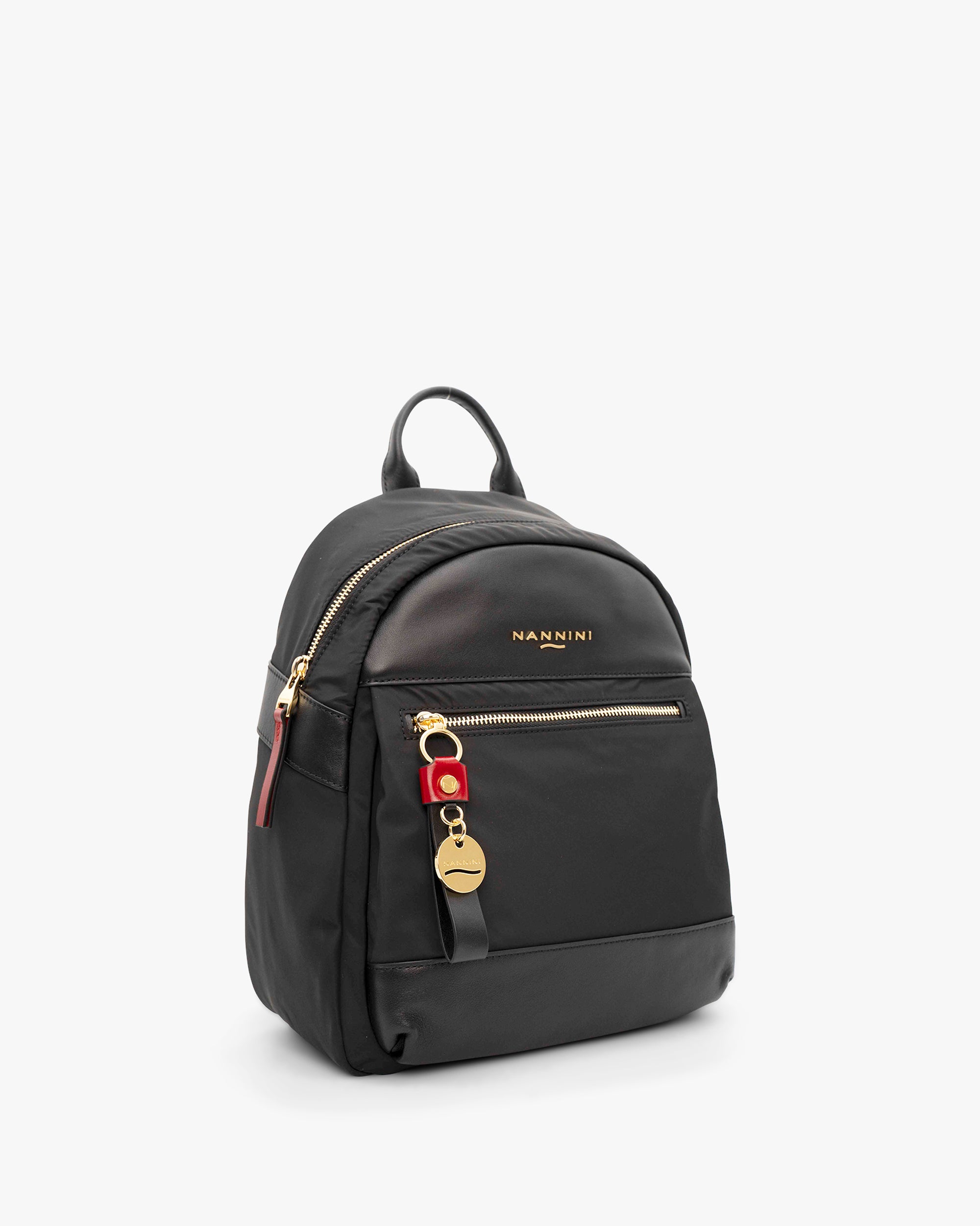NANNINI borsa spalla donna pelle nero martellata fibbia oro