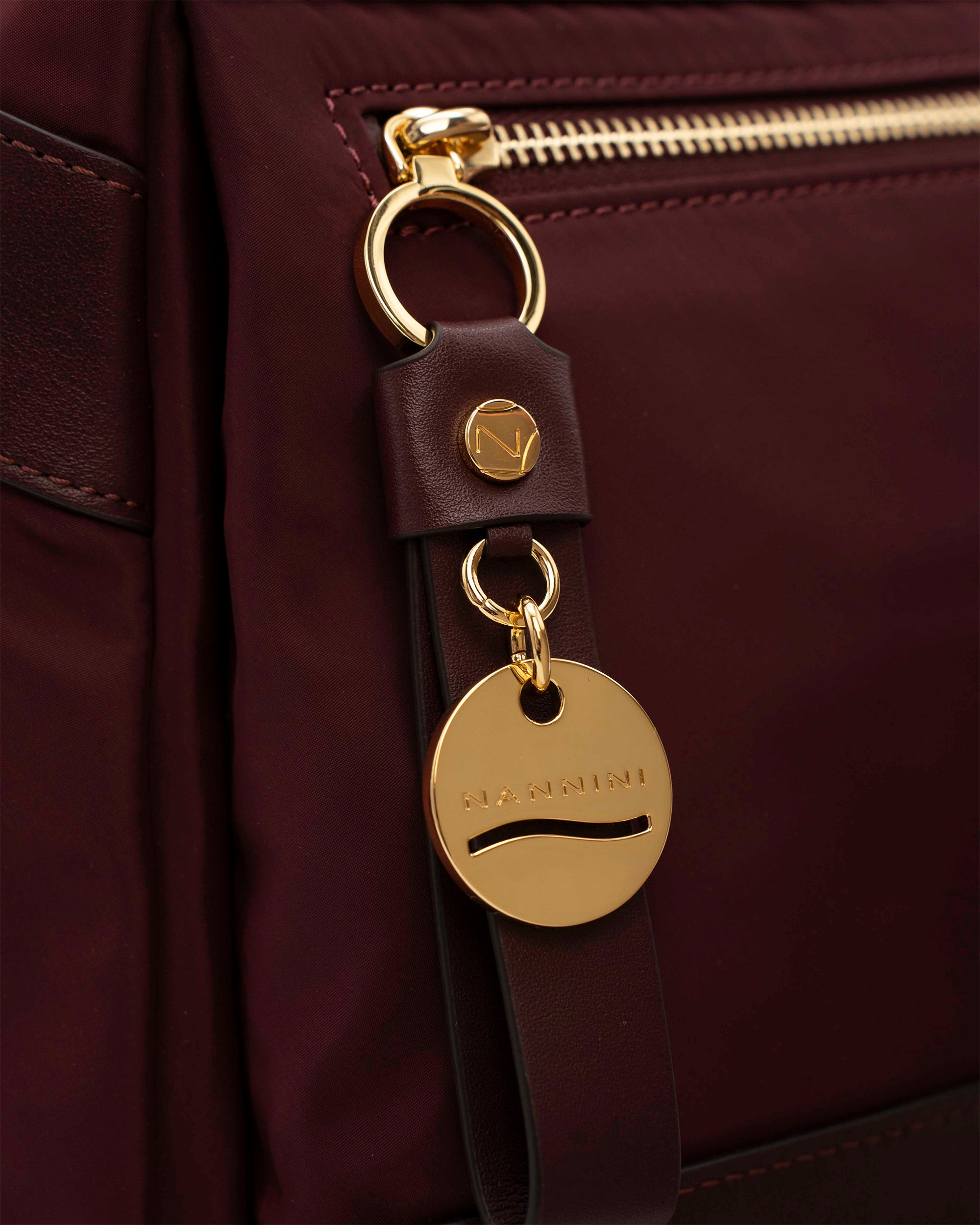 NANNINI borsa secchiello pelle liscia marrone con lacci