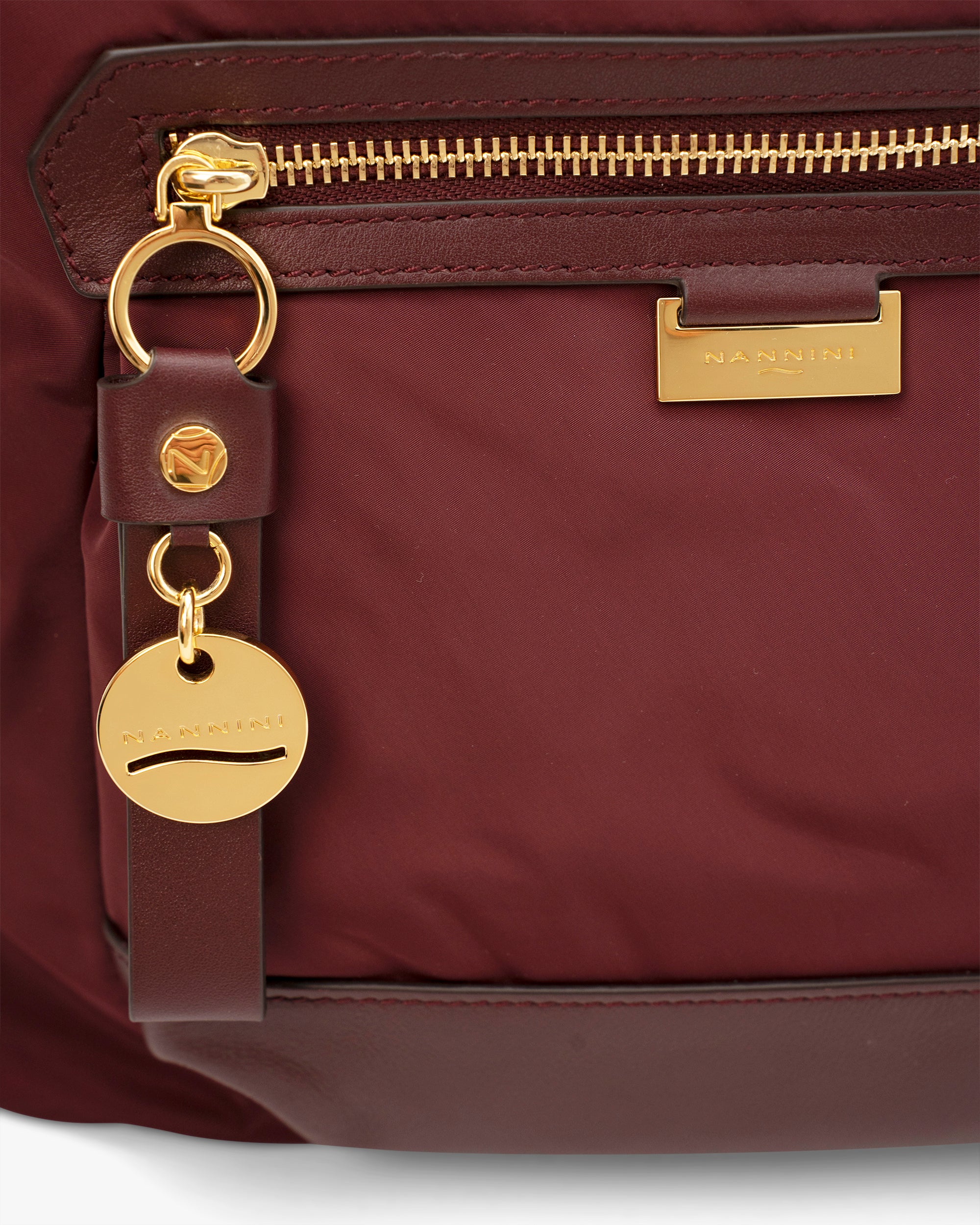 NANNINI borsa spalla donna pelle martellata bordeaux rossa