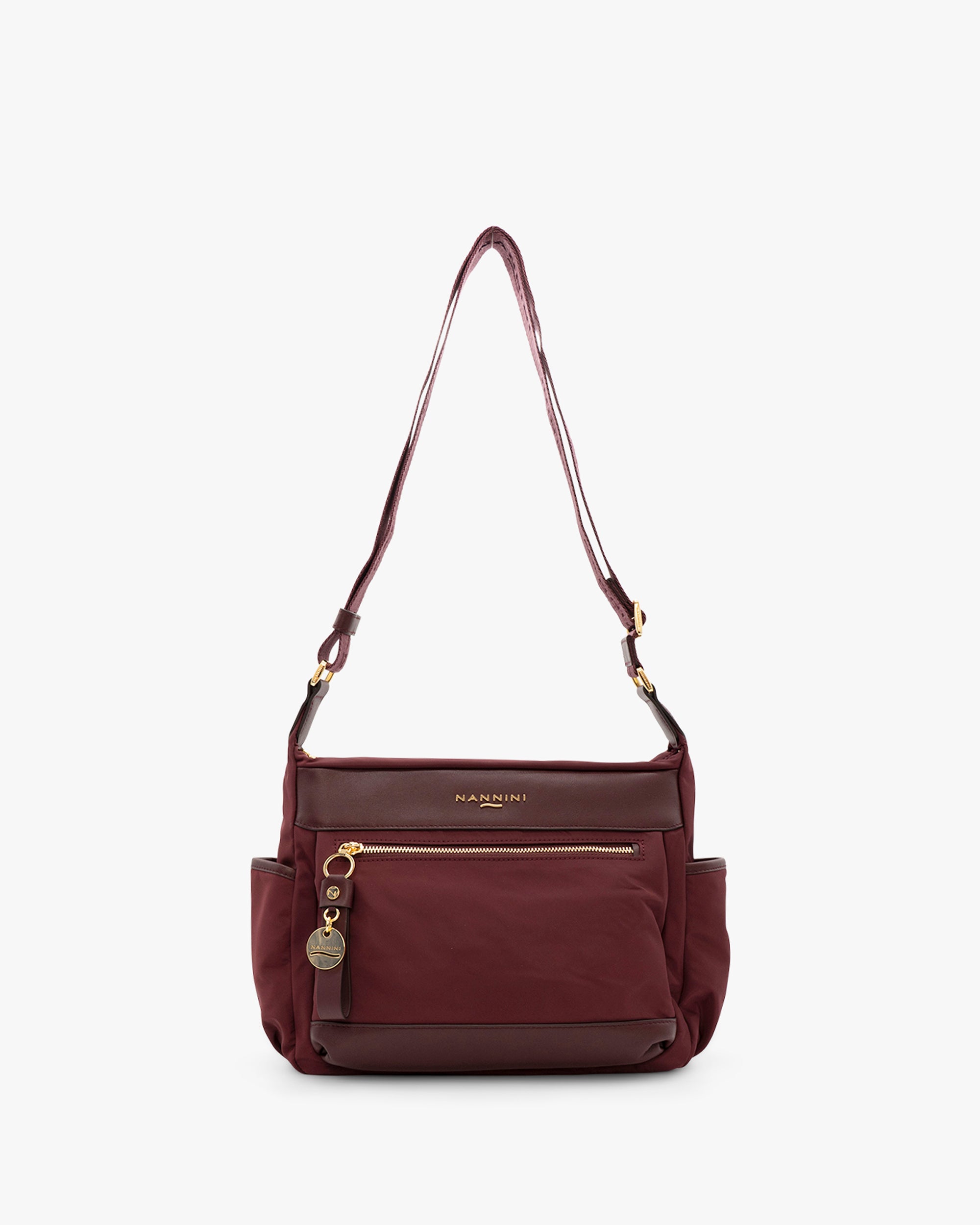 NANNINI borsa secchiello pelle martellata tracolla beige donna