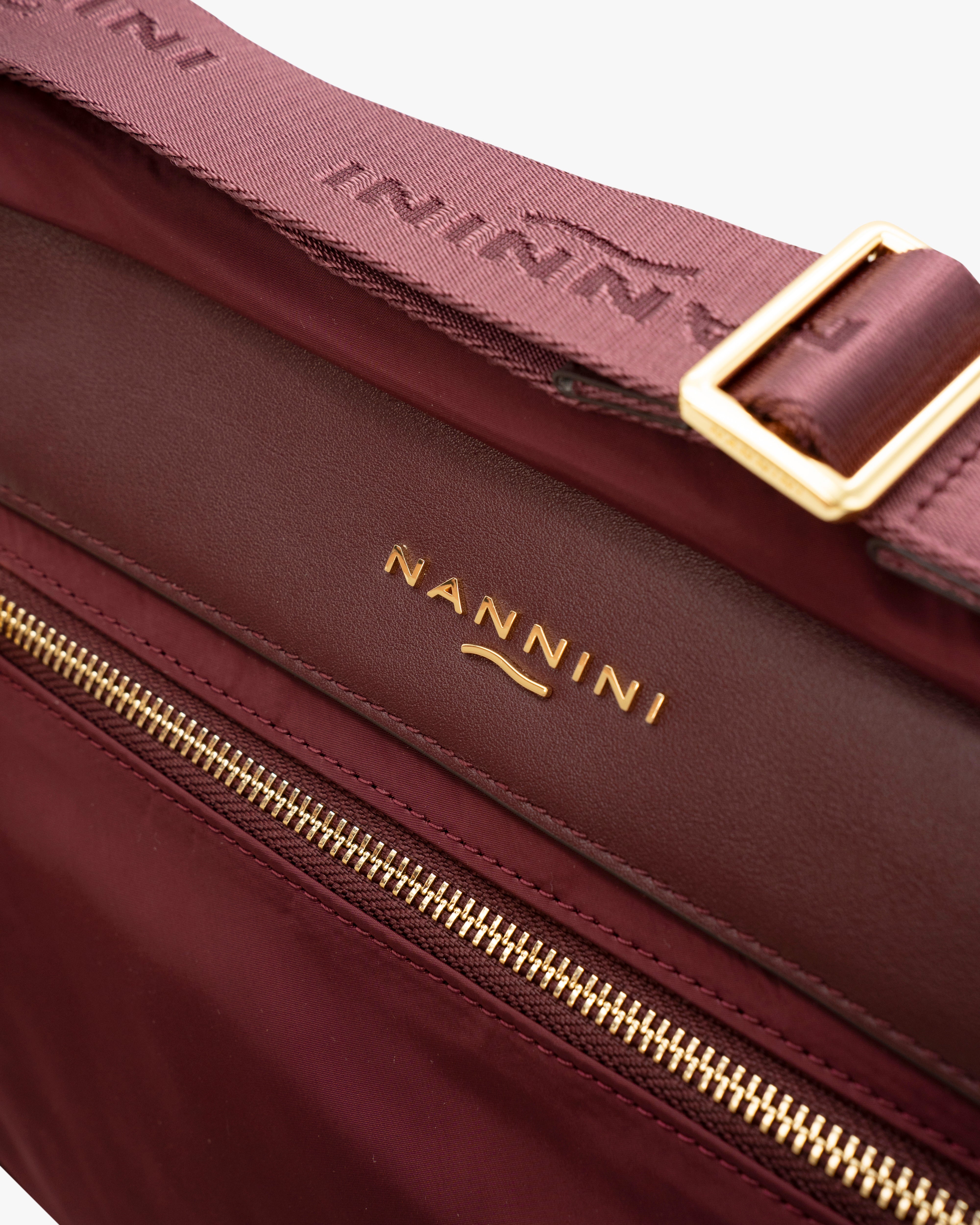 NANNINI borsa spalla donna intrecciata similpelle marrone chiara