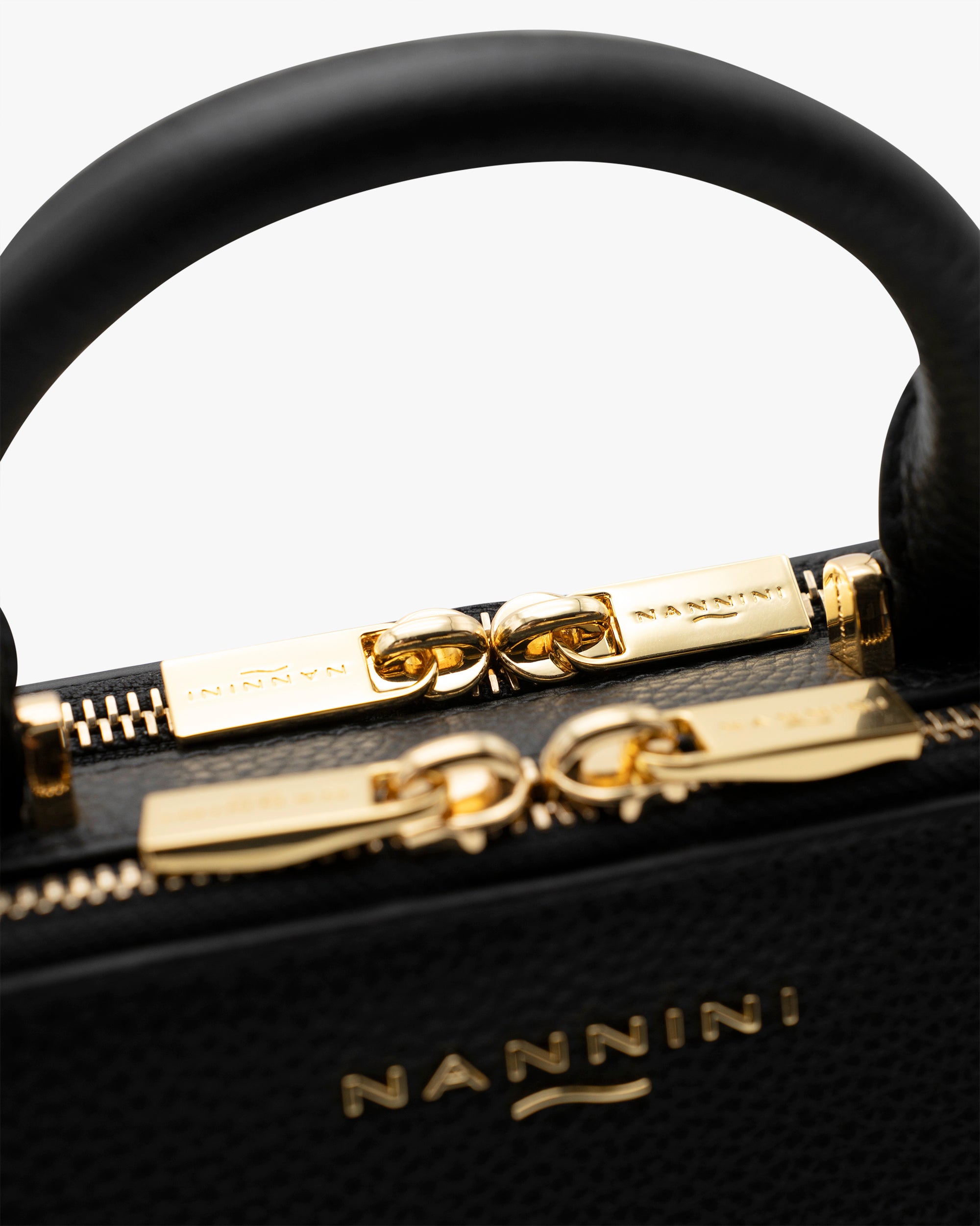 NANNINI Borsa a mano martellata nero tre scomparti con tracolla