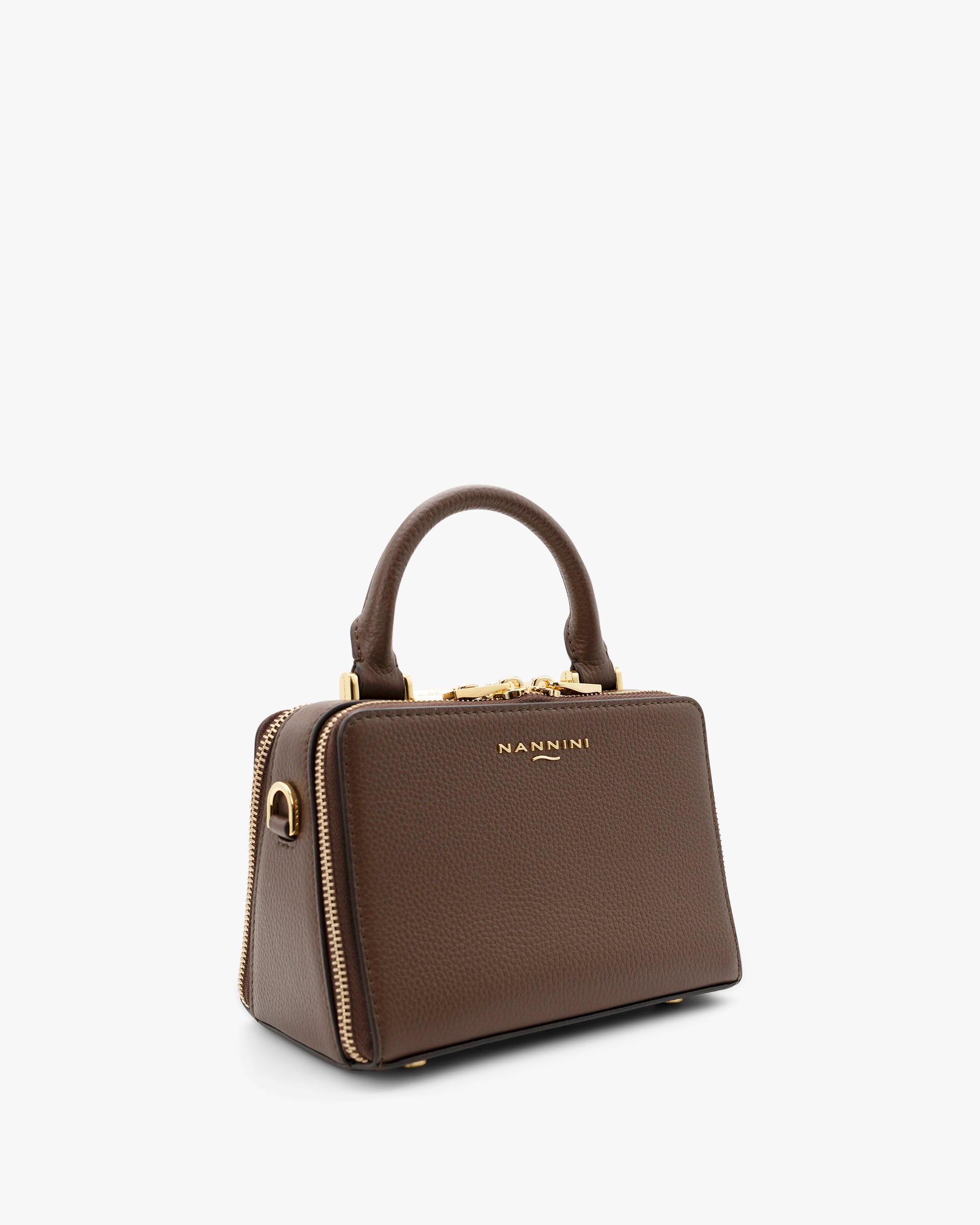 NANNINI borsa spalla donna pelle martellata marrone chiara