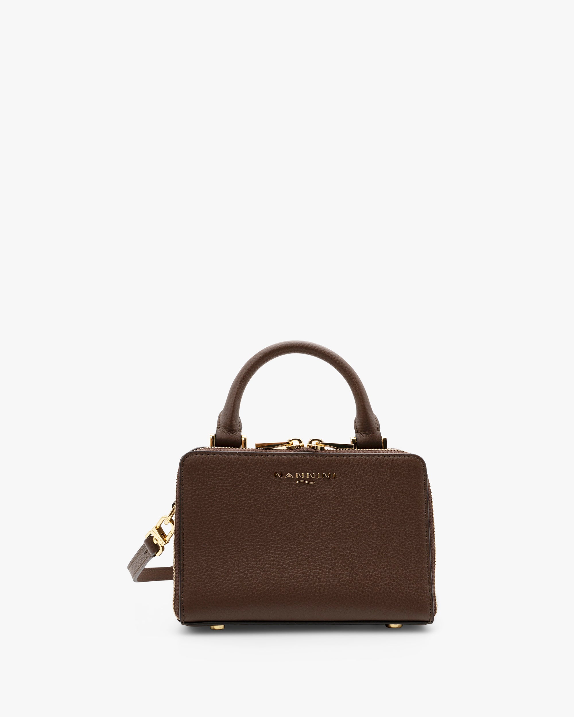 NANNINI borsa pelle martellata tracolla marrone piccola elegante `