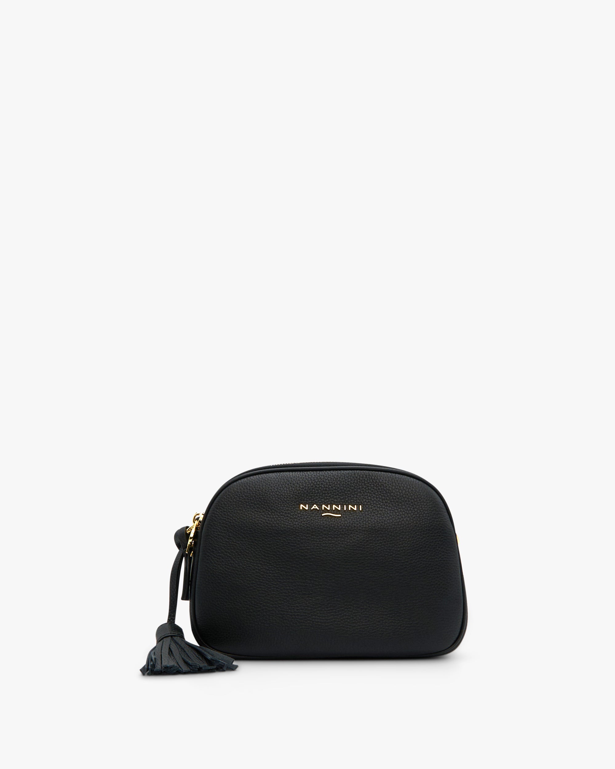 NANNINI borsa spalla donna pelle nero martellata media