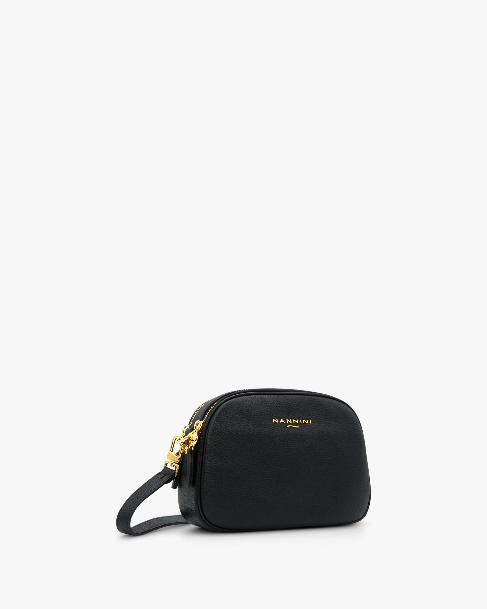 NANNINI borsa spalla donna pelle nero borchie