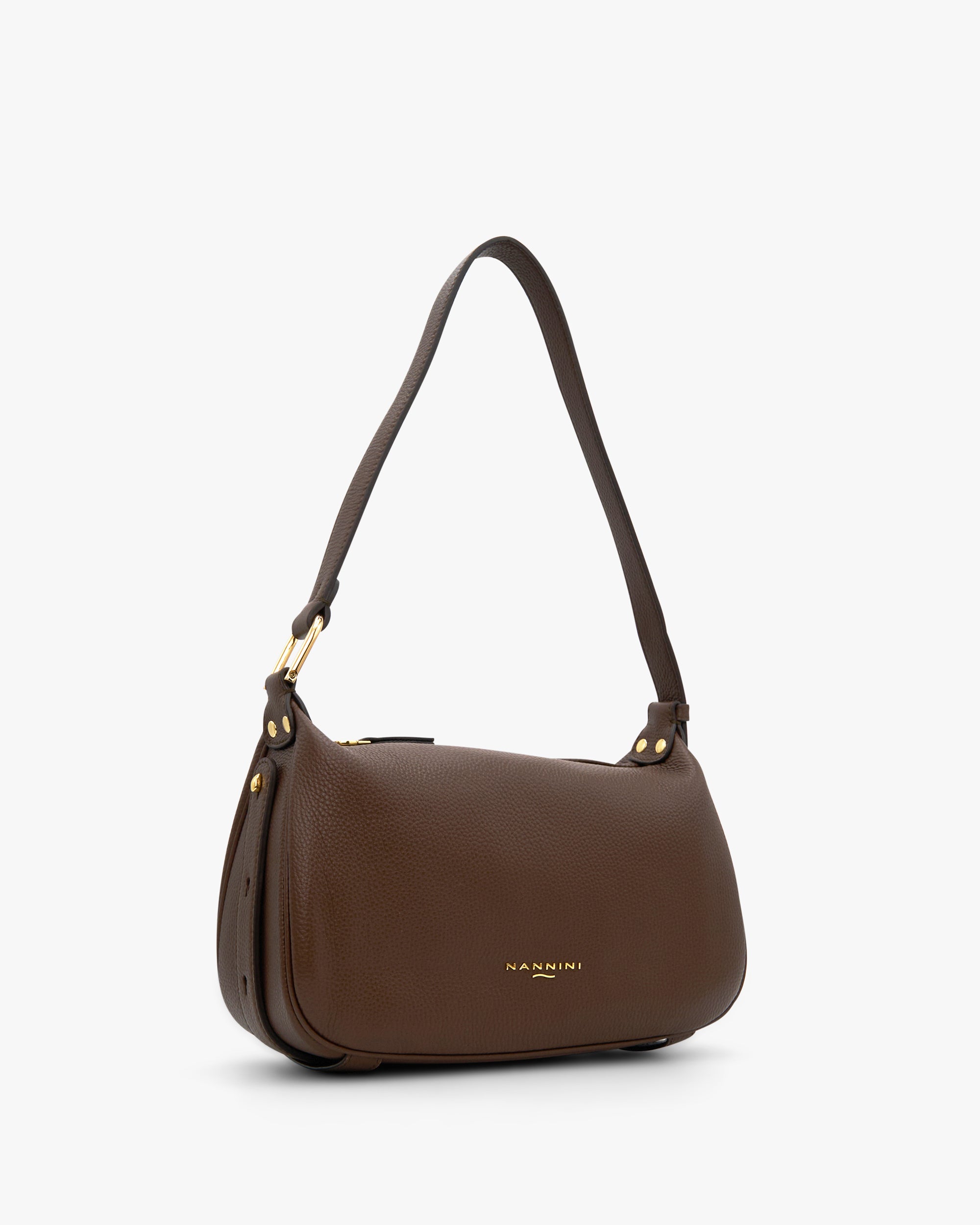 NANNINI borsa spalla donna intrecciata marrone pelle casual