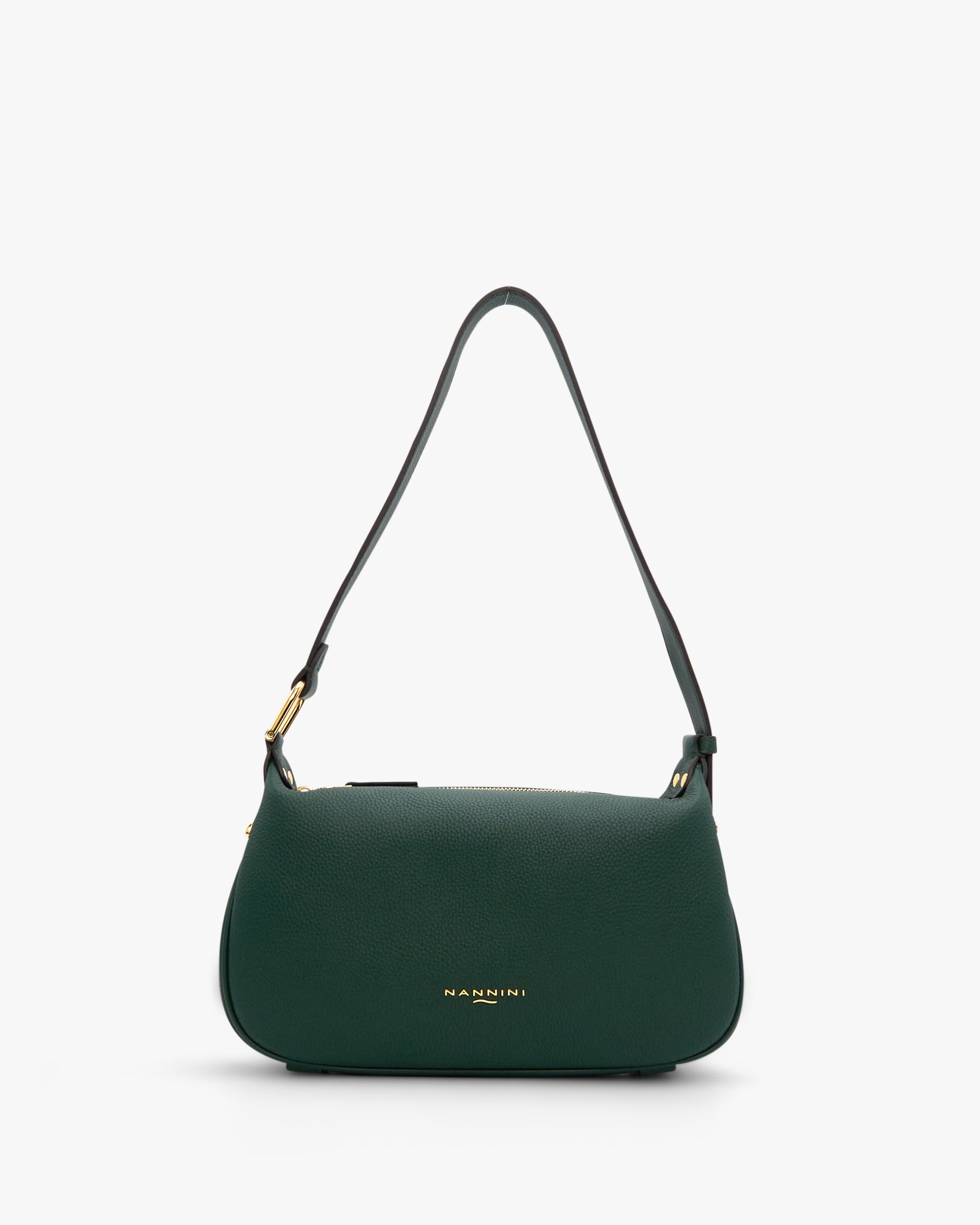 NANNINI bauletto donna pelle martellata bicolore verde nero