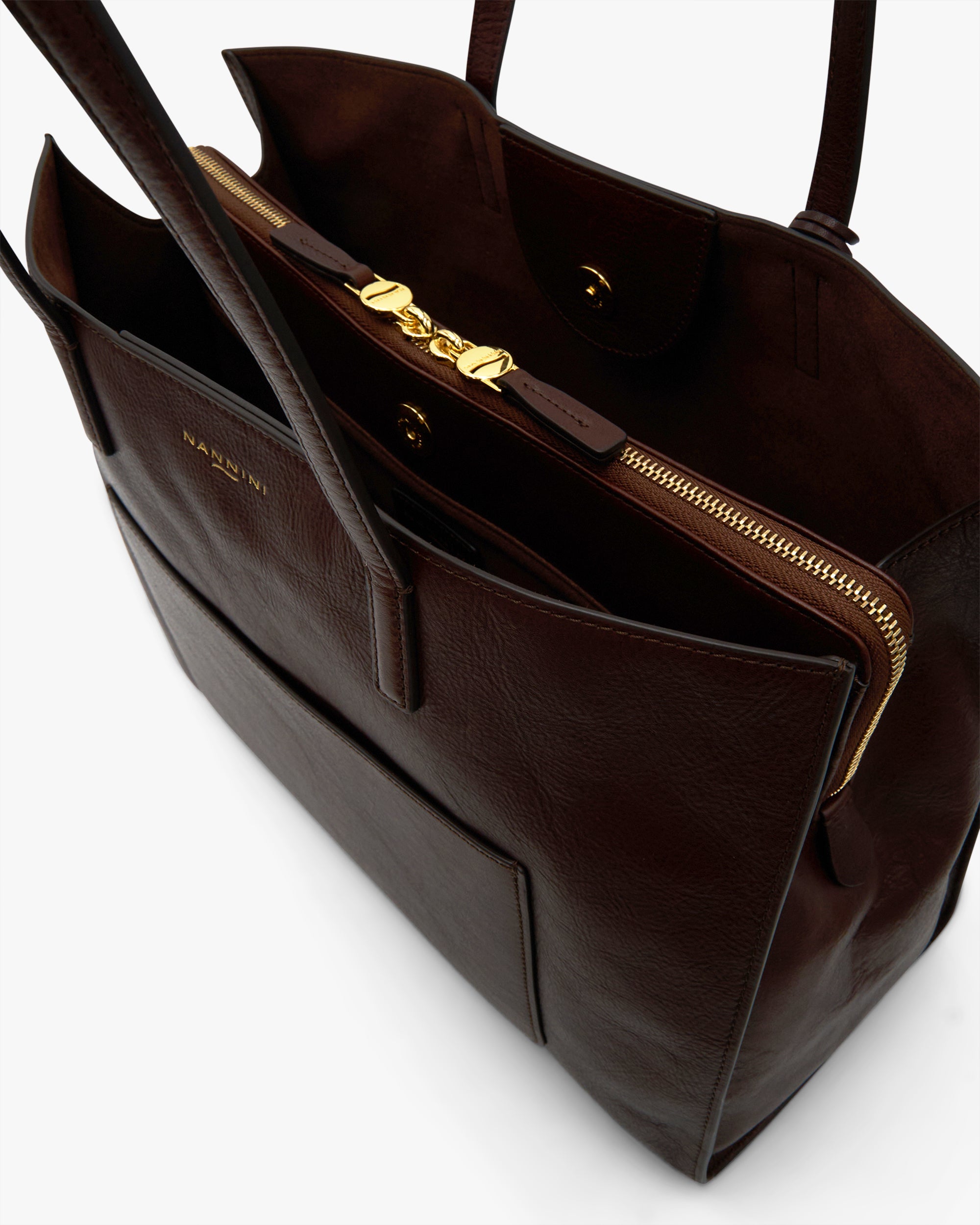 NANNINI borsa spalla donna intrecciata beige chiara pelle