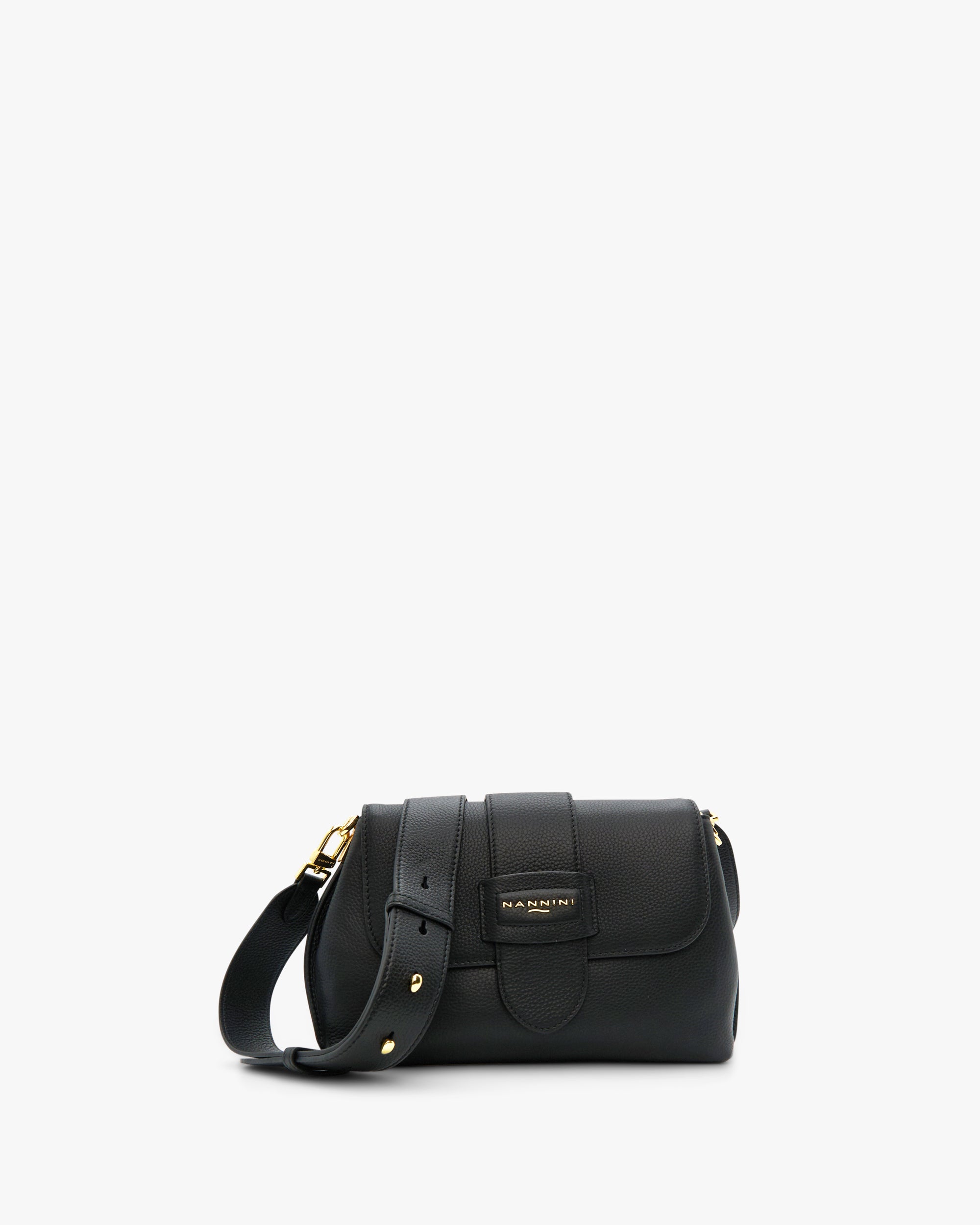 NANNINI borsa spalla donna pelle nero martellata media