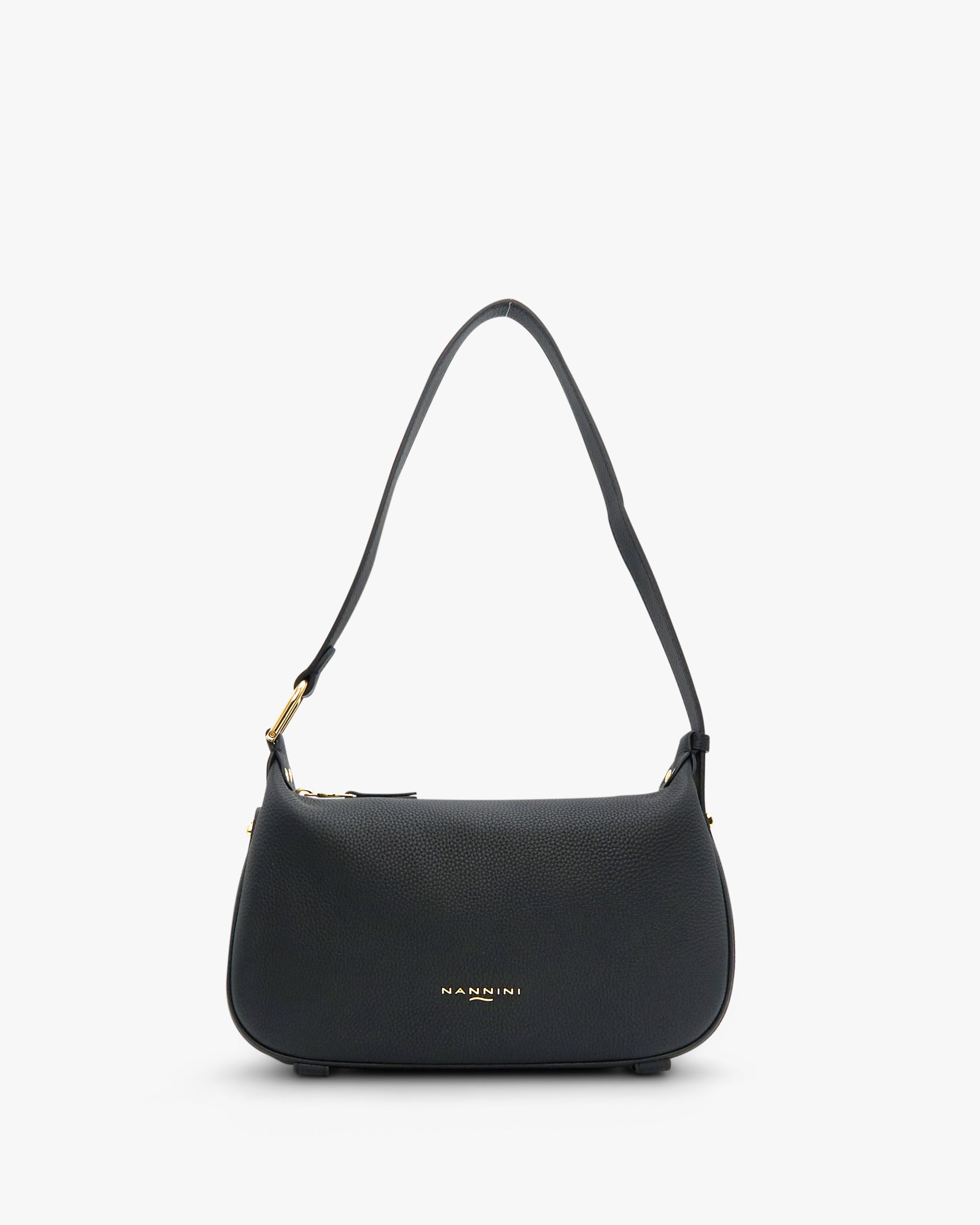 NANNINI Borsa a mano pelle trapuntata nera con catena oro