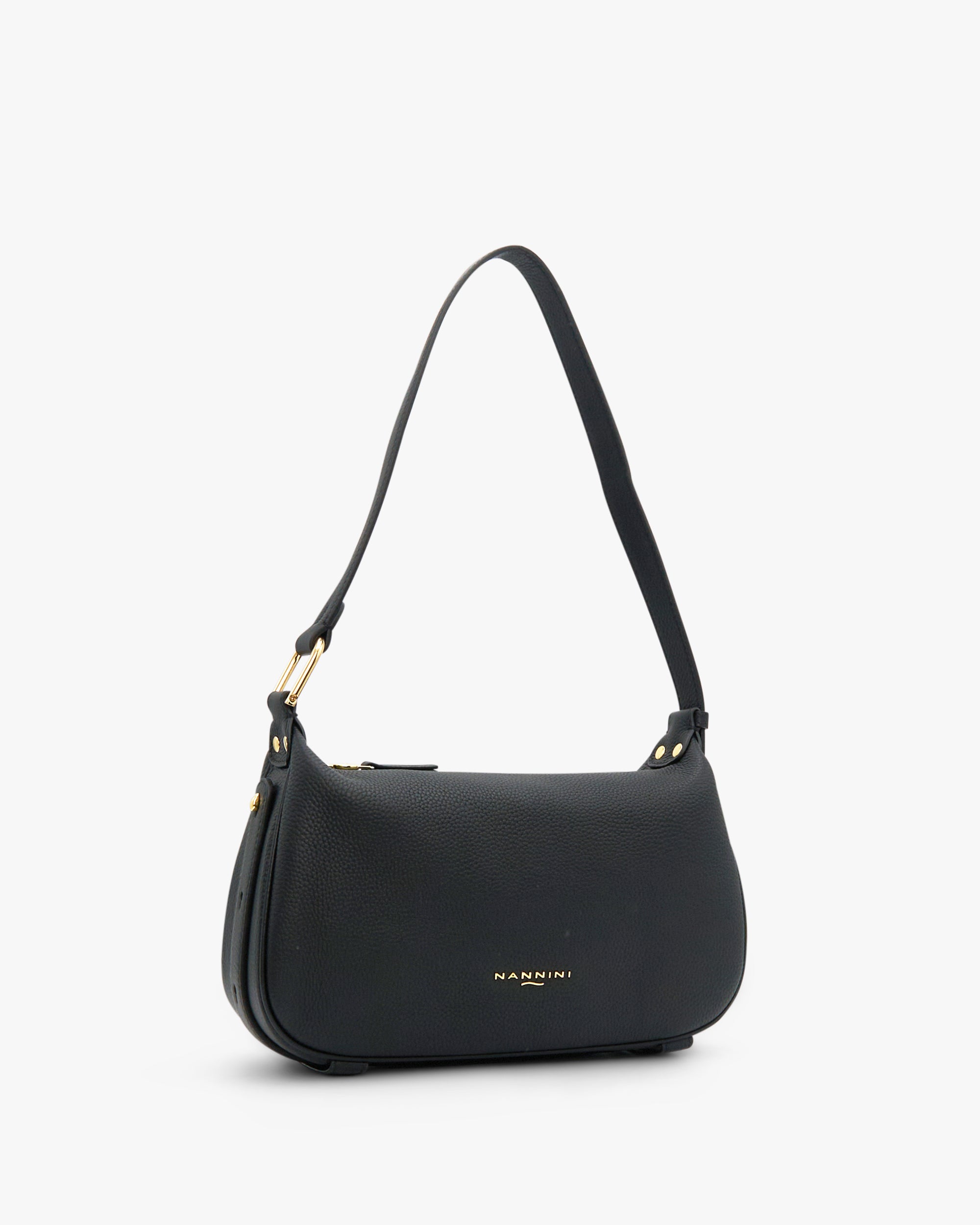 NANNINI borsa spalla donna pelle nero martellata media