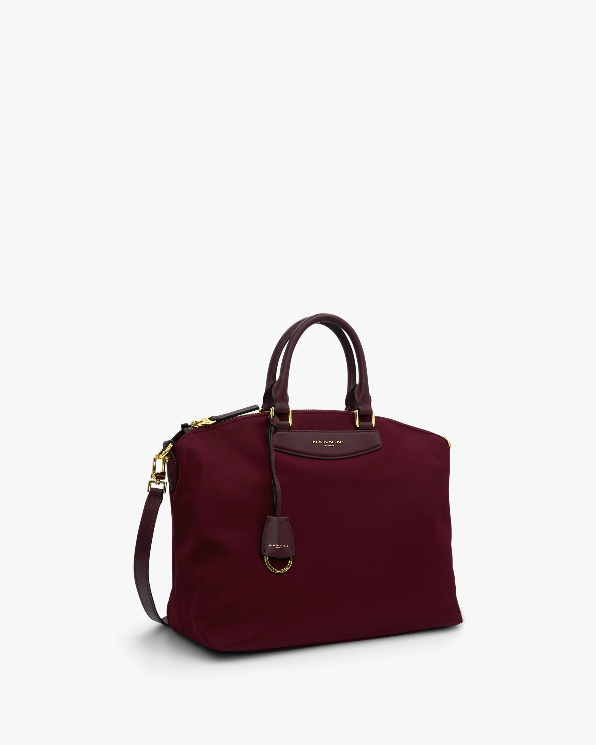 NANNINI Shopper Borsa Grande Nera Tessuto Jacquard Logo `