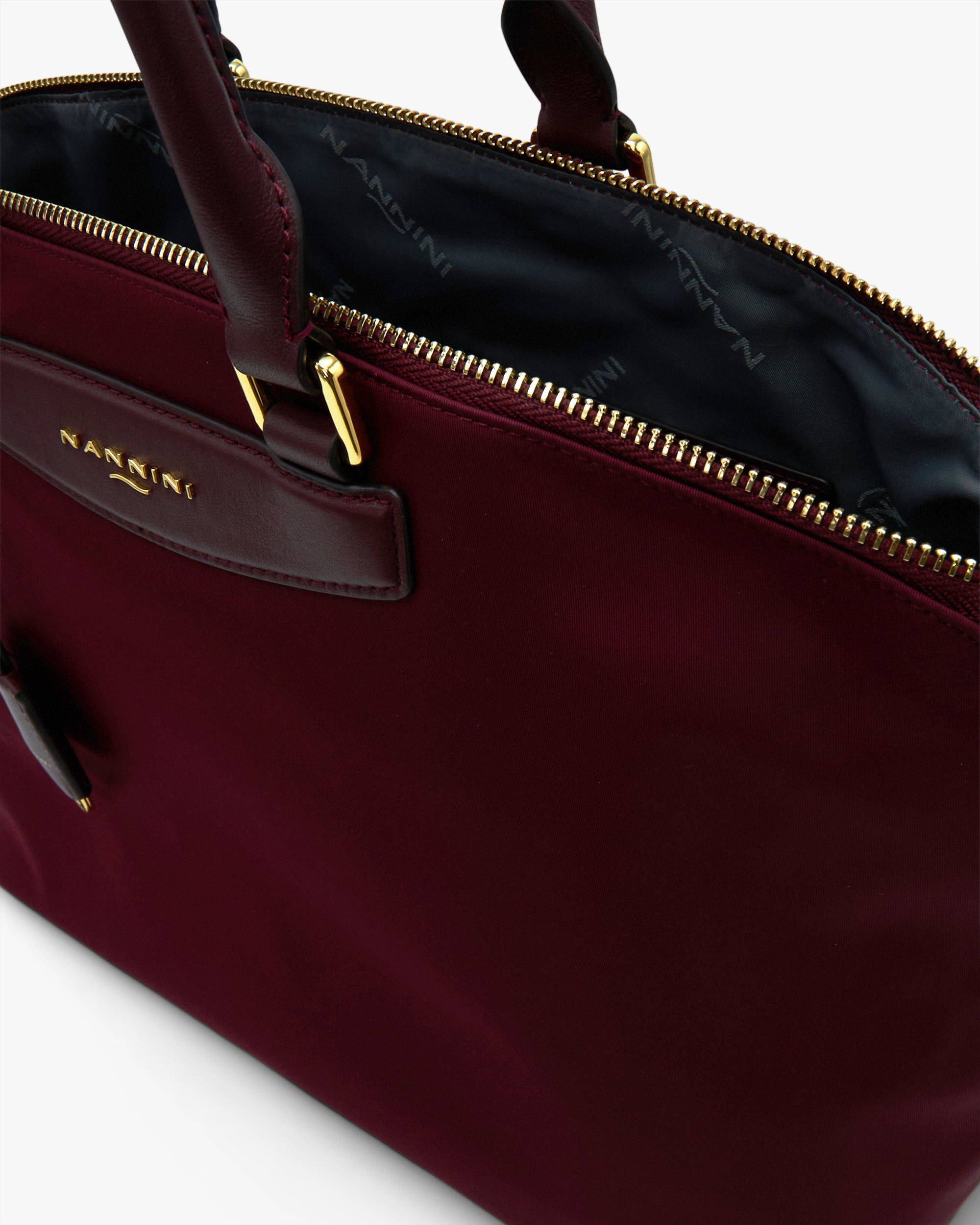 NANNINI borsa spalla donna intrecciata similpelle marrone chiara