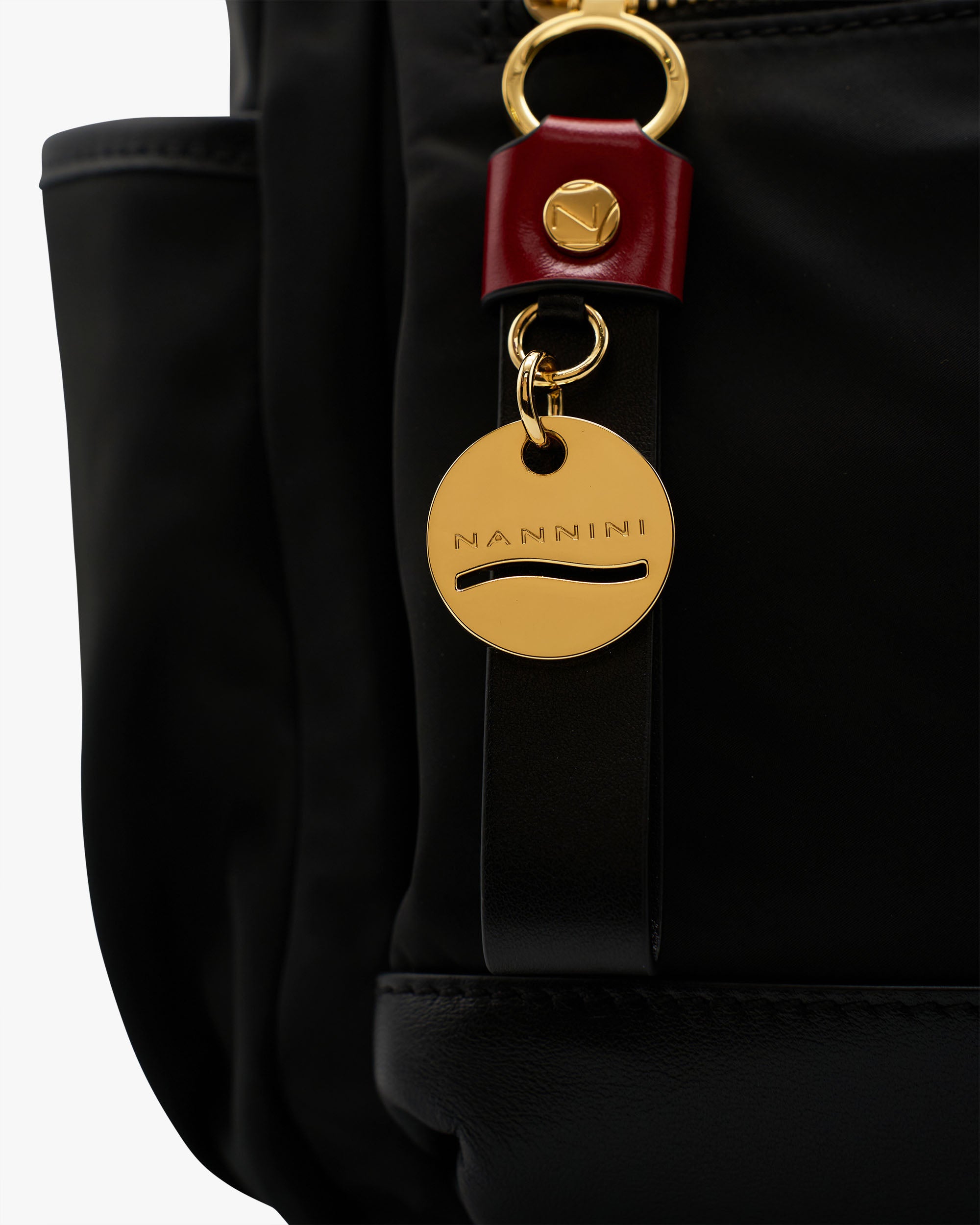 NANNINI tracolla semirigida pelle marrone catena oro manico