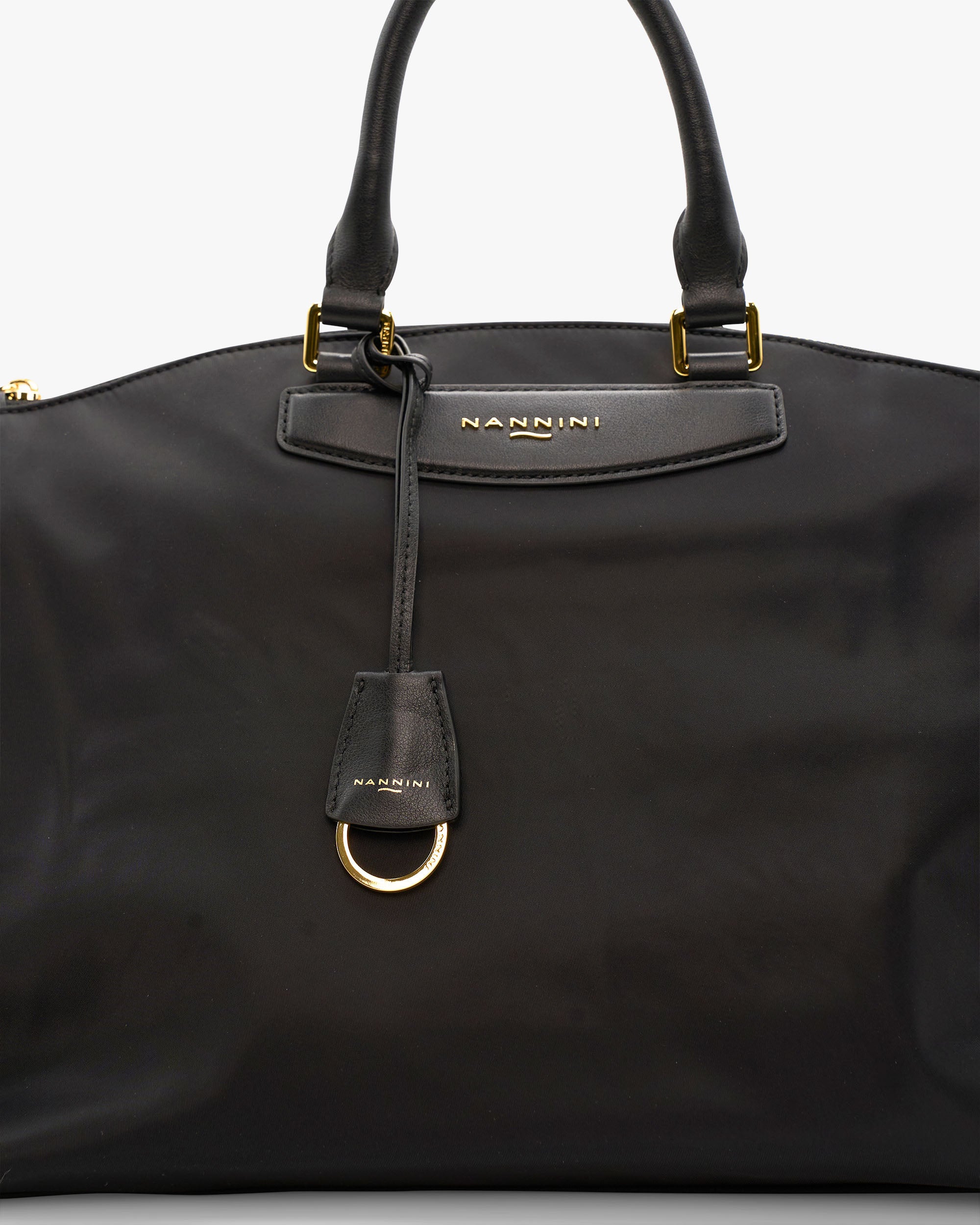 NANNINI borsa secchiello pelle sintetica nero logo metallo