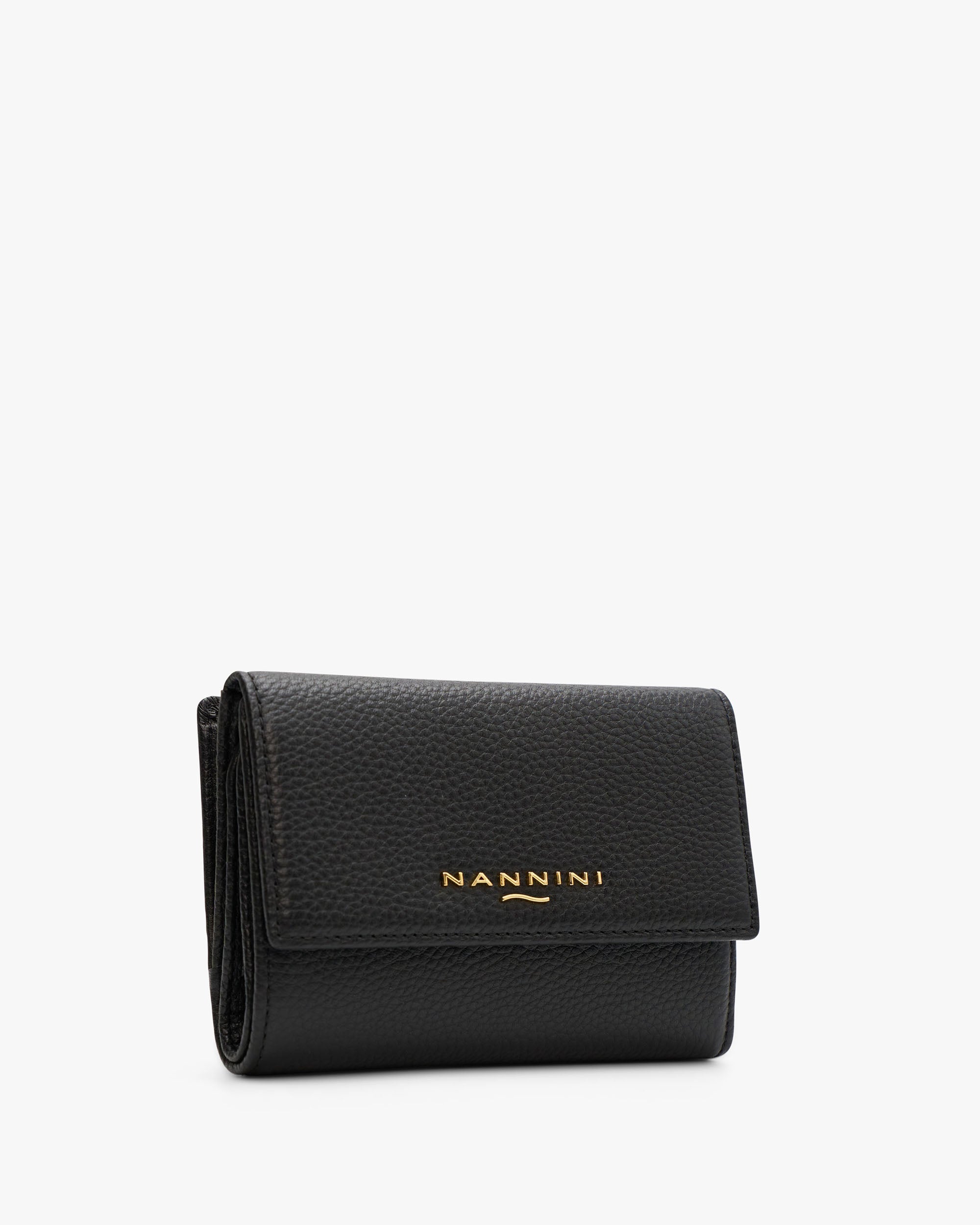 NANNINI Borsa a mano pelle martellata marrone chiusura patta oro