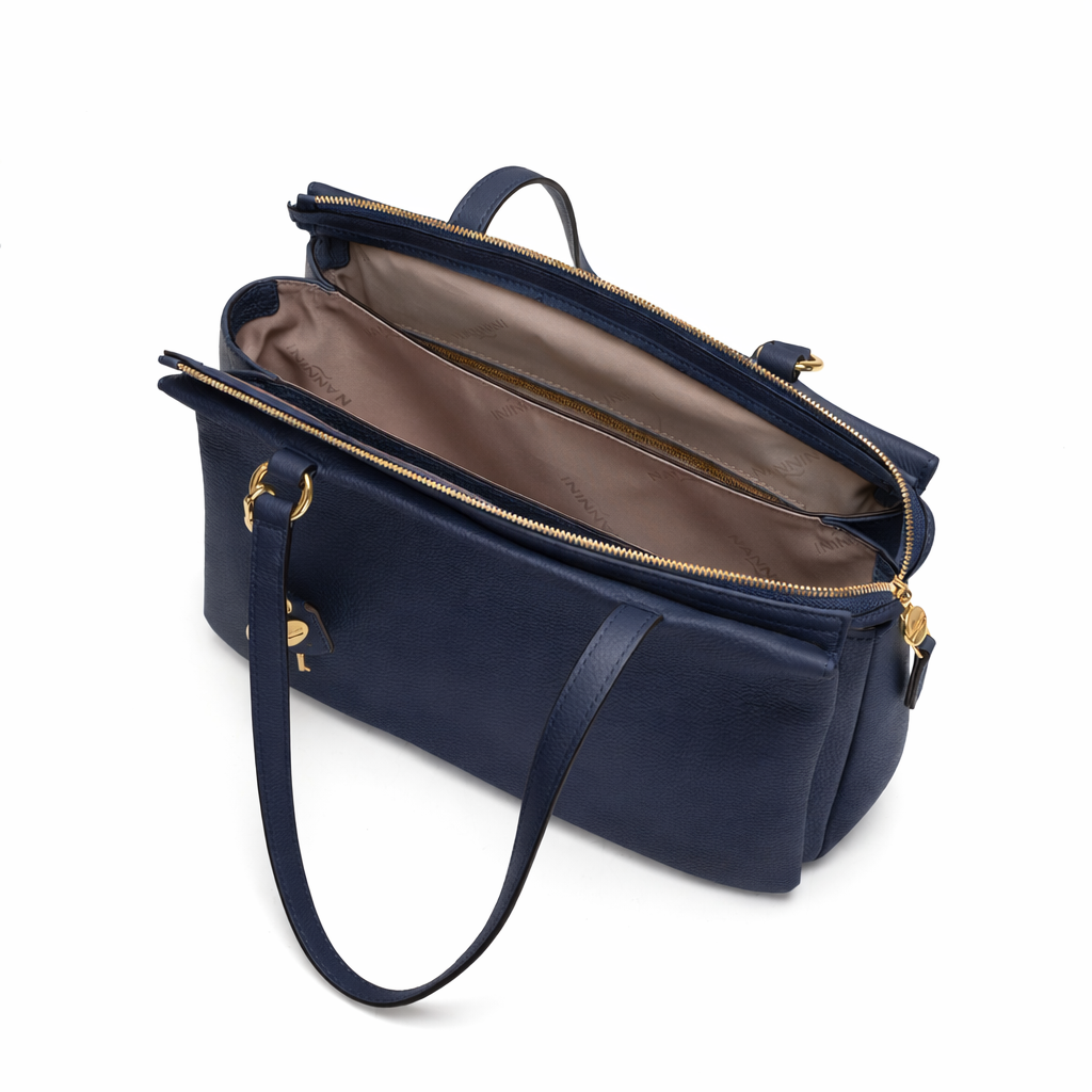 NANNINI borsa secchiello similpelle liscia marrone con patta