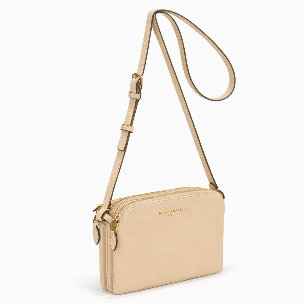 NANNINI bauletto nero pelle liscio cerniera metallo oro