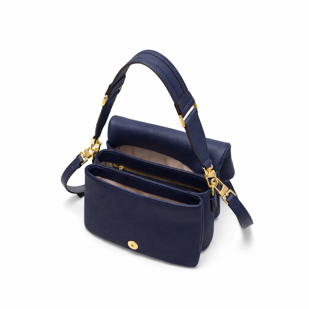 NANNINI borsa spalla donna pelle martellata rossa manici gold