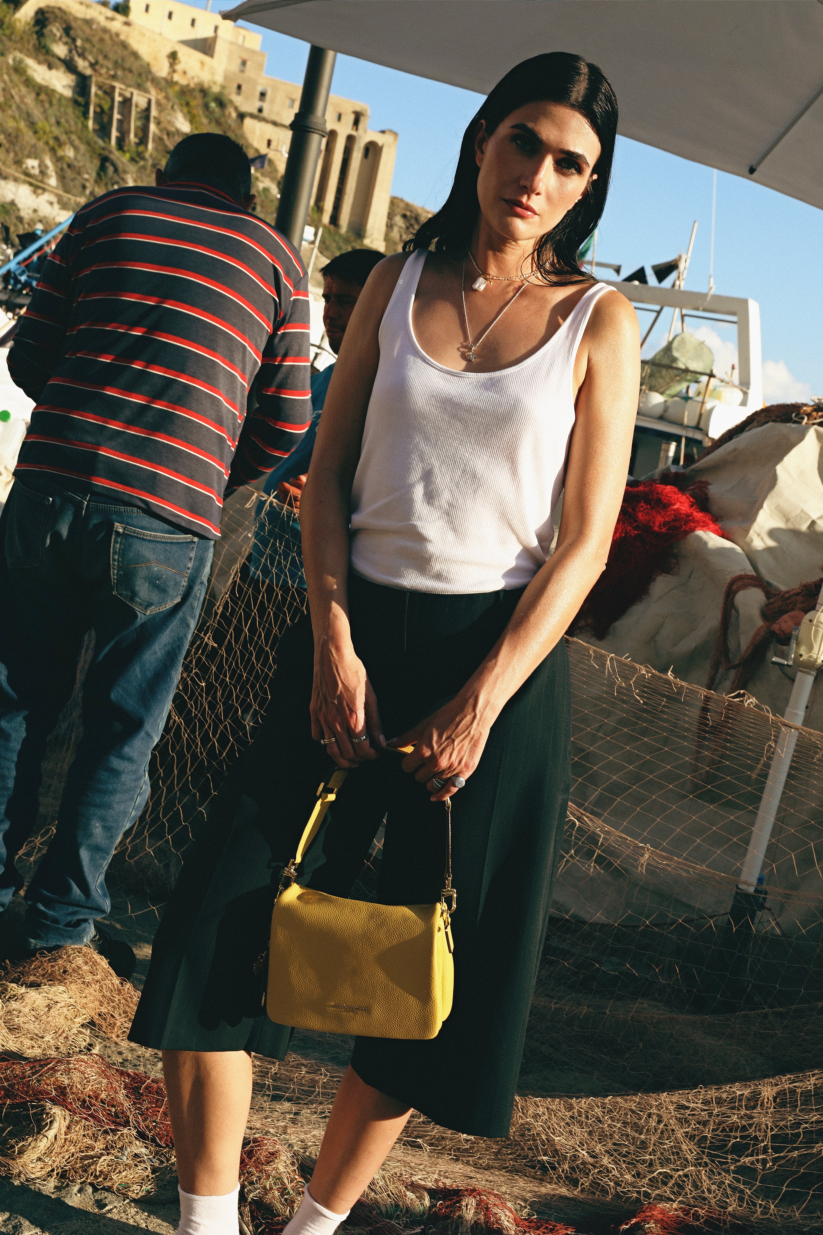 NANNINI borsa spalla donna pelle cocco marrone due manici
