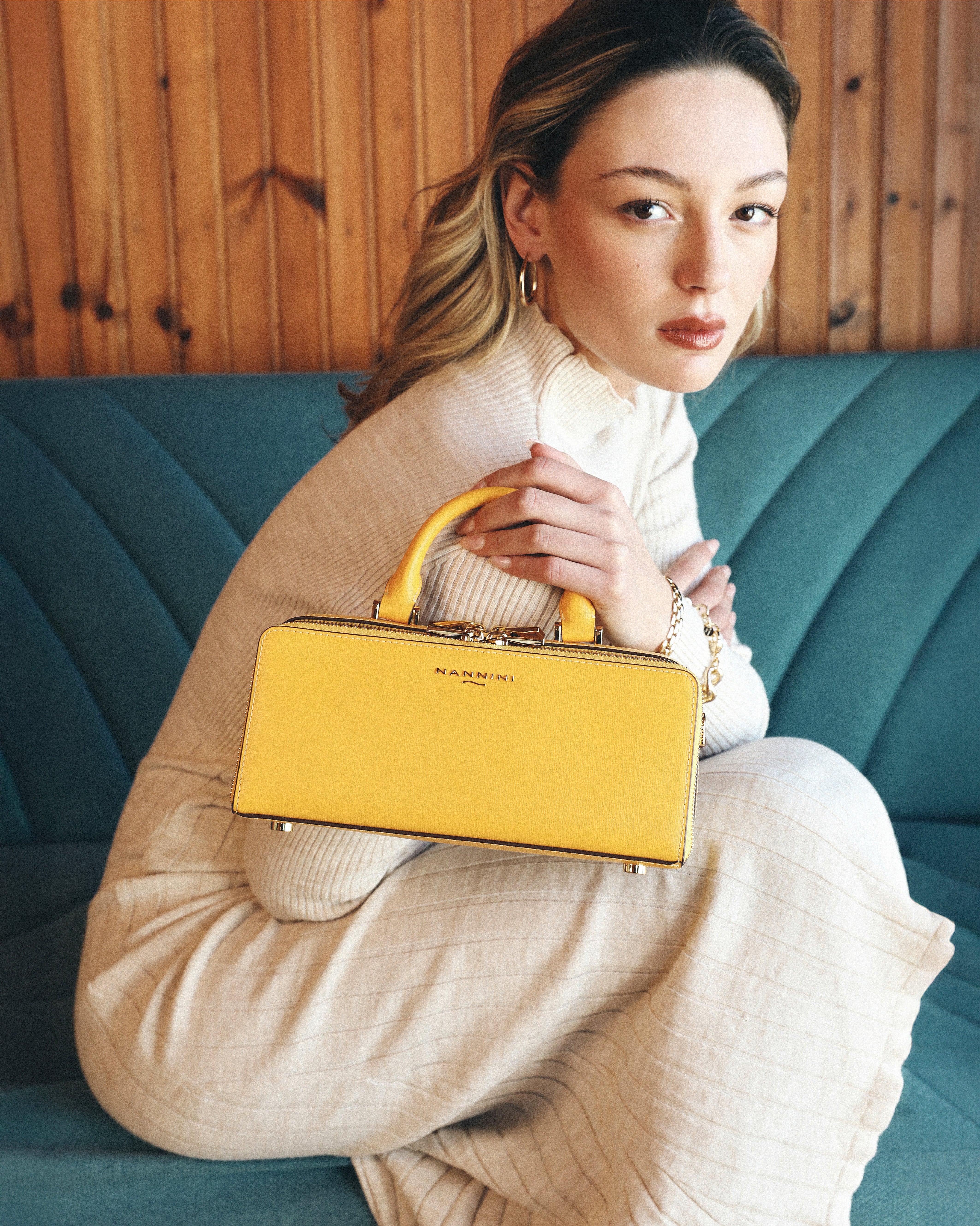 NANNINI borsa spalla donna pelle liscia cuoio con tracolla