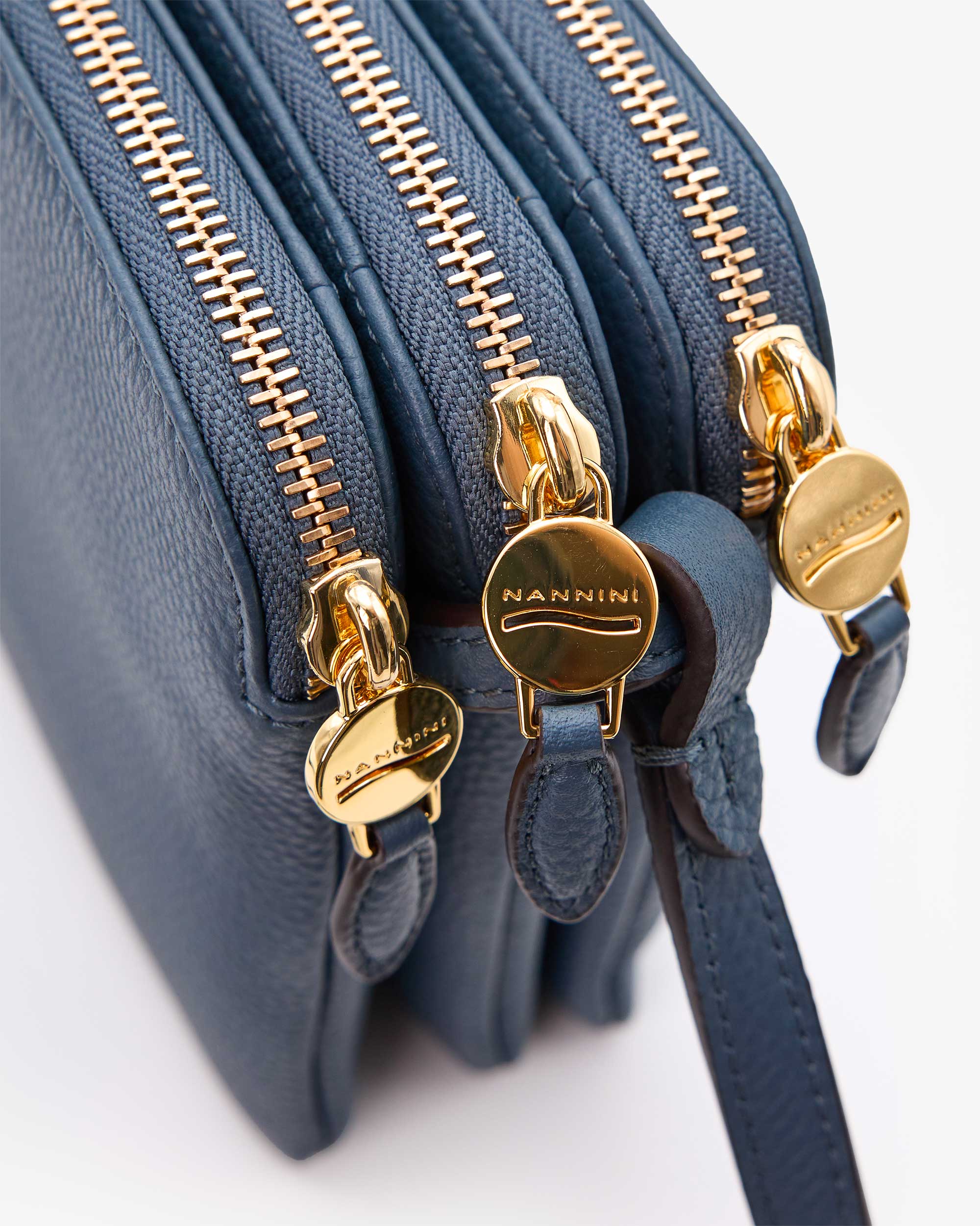 NANNINI pochette pelle sintetica tracolla nera chiusura zip