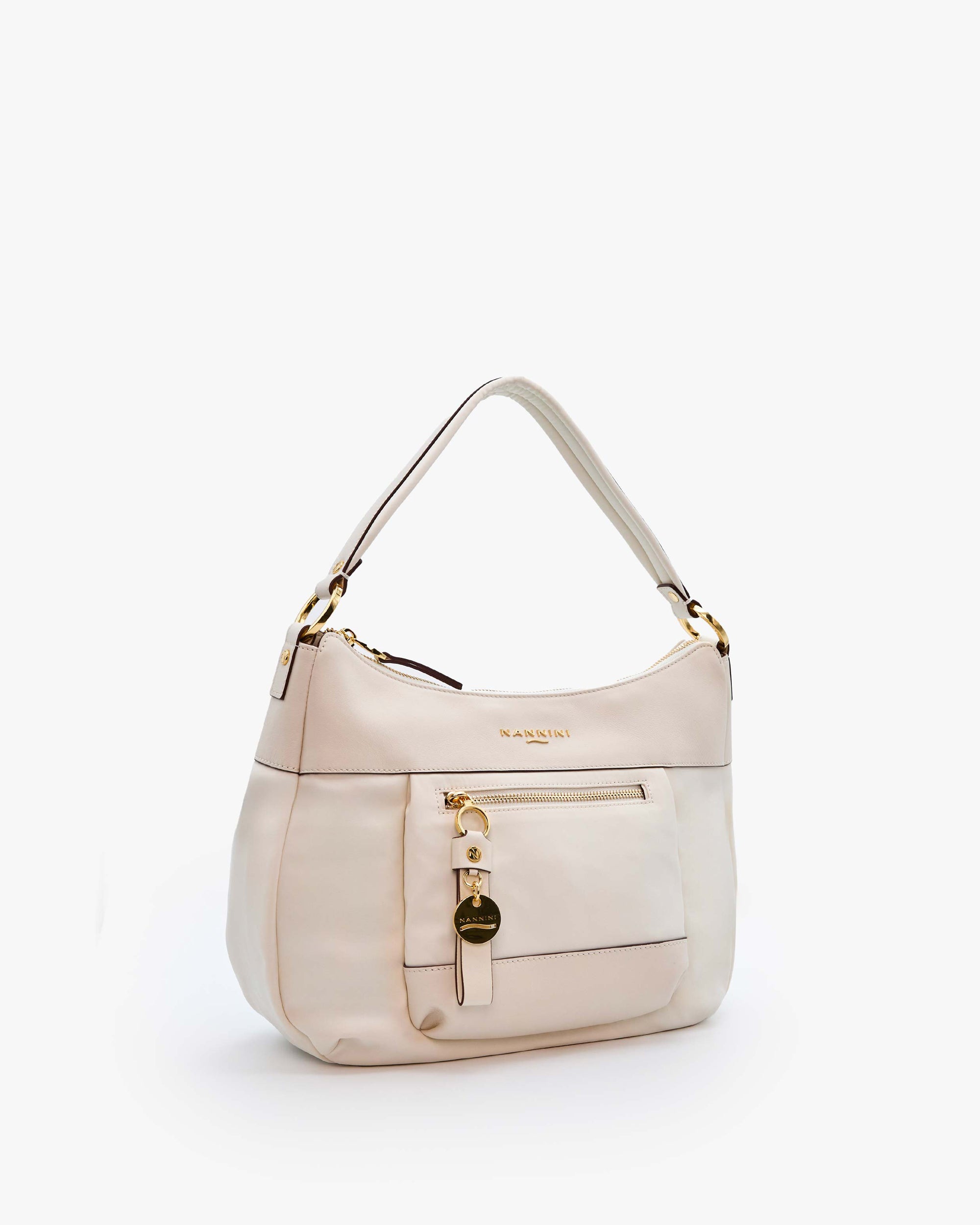 NANNINI Borsa a mano pelle trapuntata marrone chiusura patta