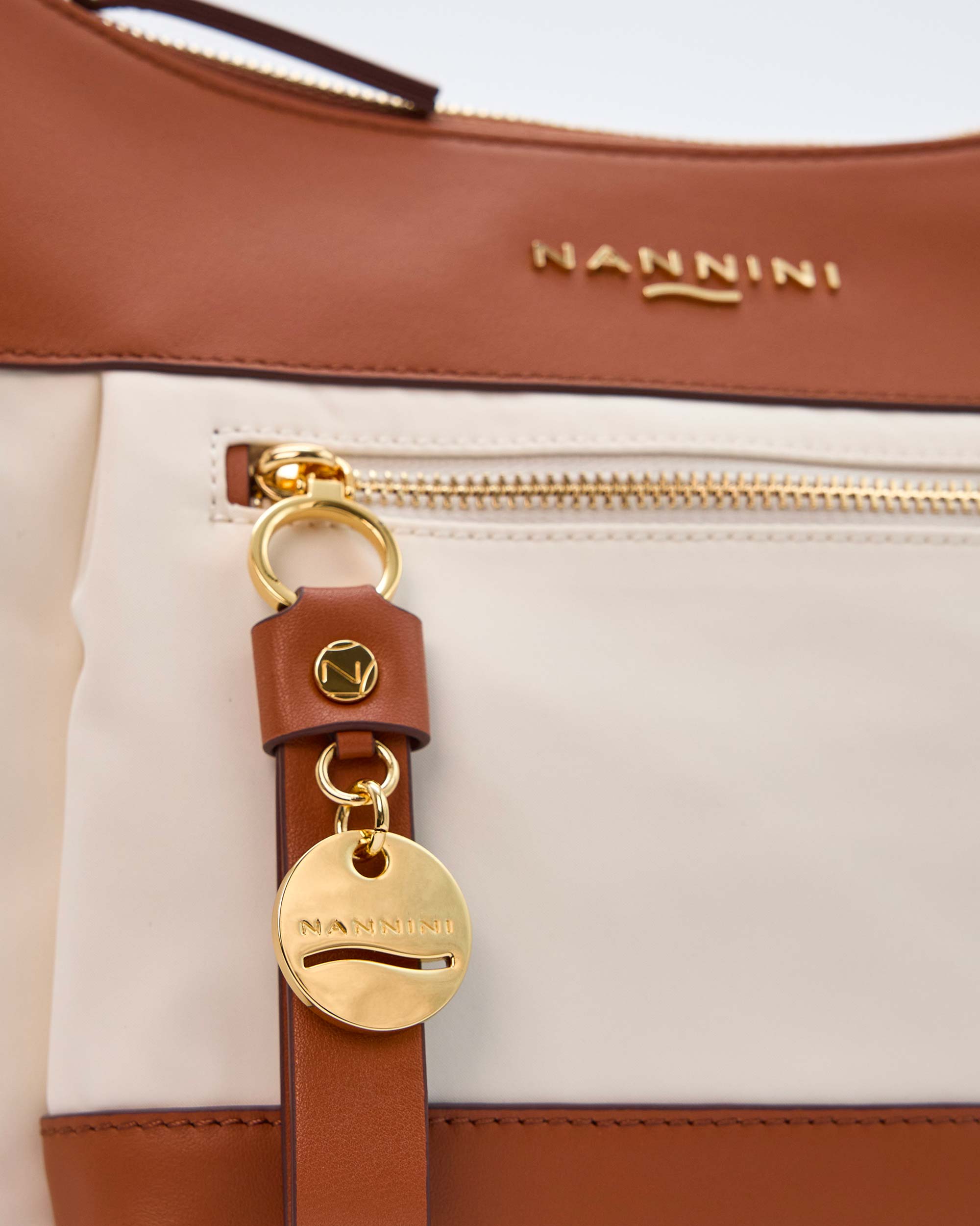 NANNINI Borsa a mano pelle martellata marrone chiara media