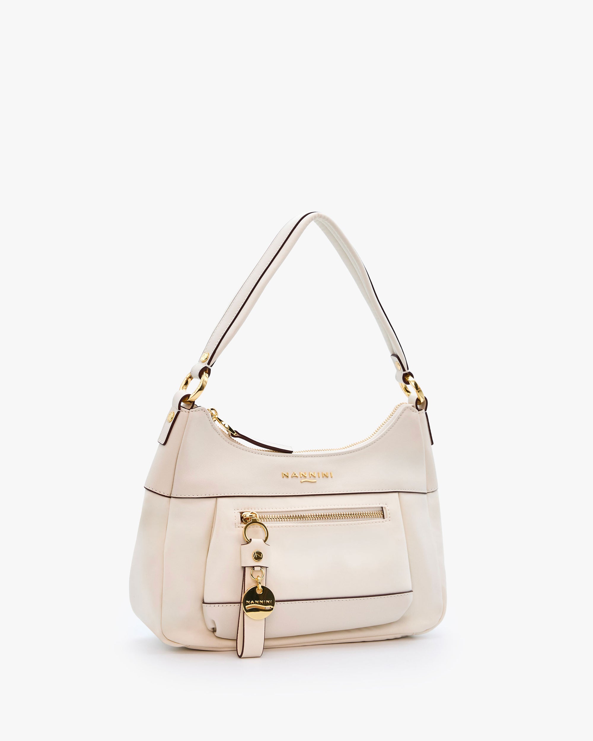 NANNINI borsa pelle martellata tracolla chiusura zip bronzo