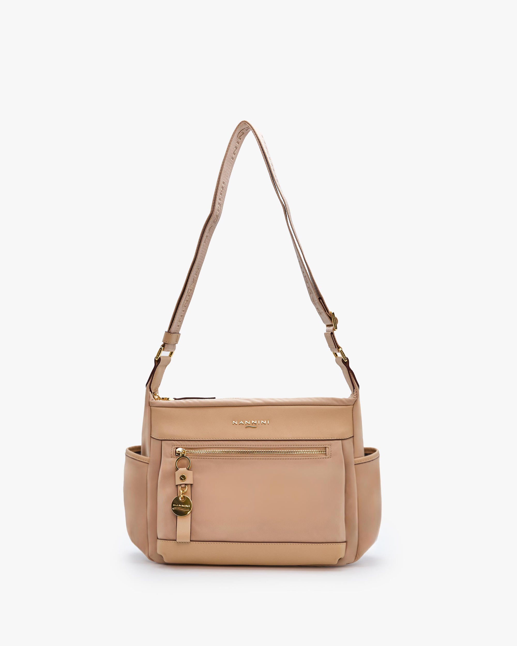 NANNINI borsa spalla donna pelle nero borchie