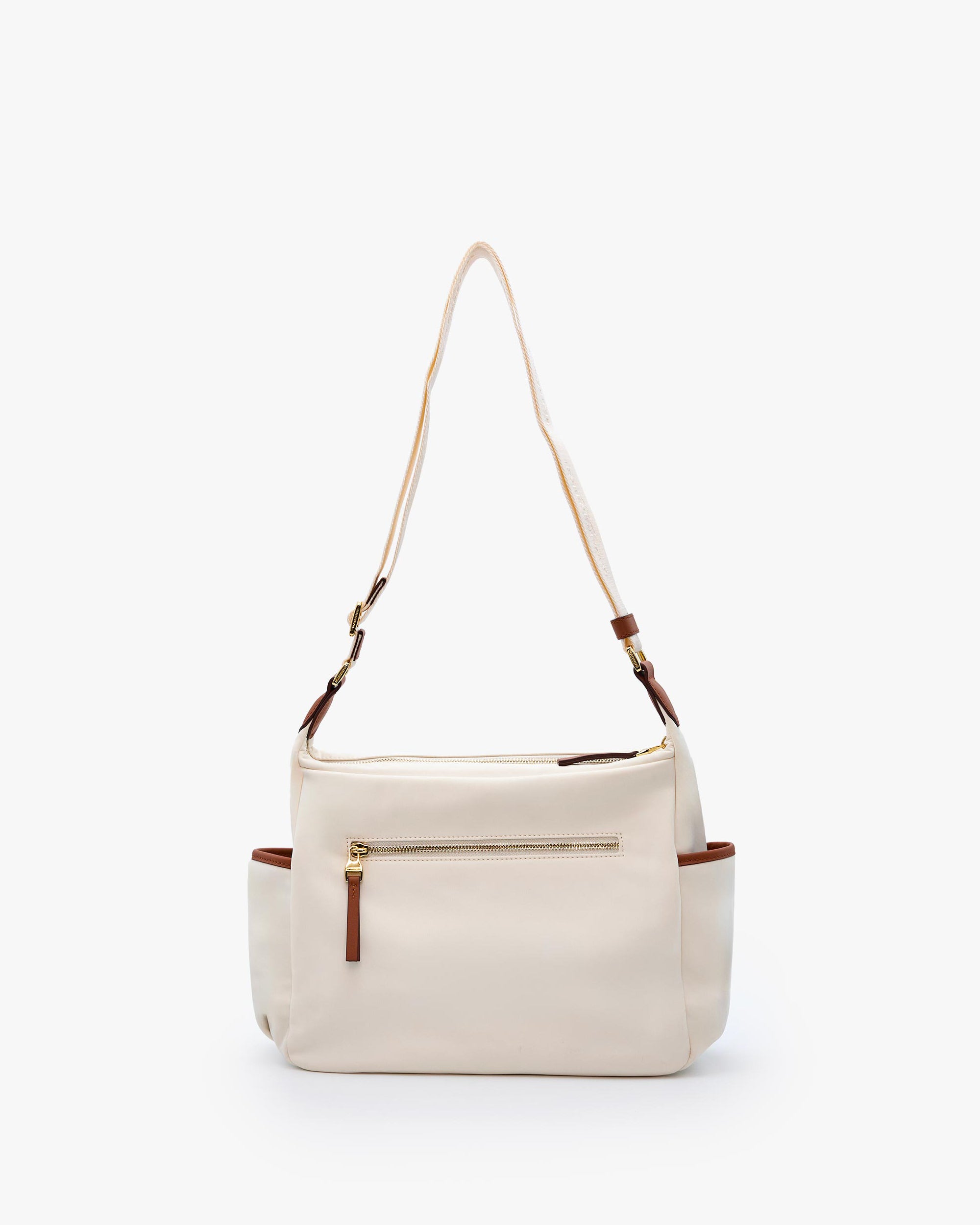 NANNINI borsa secchiello pelle marrone manico intrecciato tracolla oro