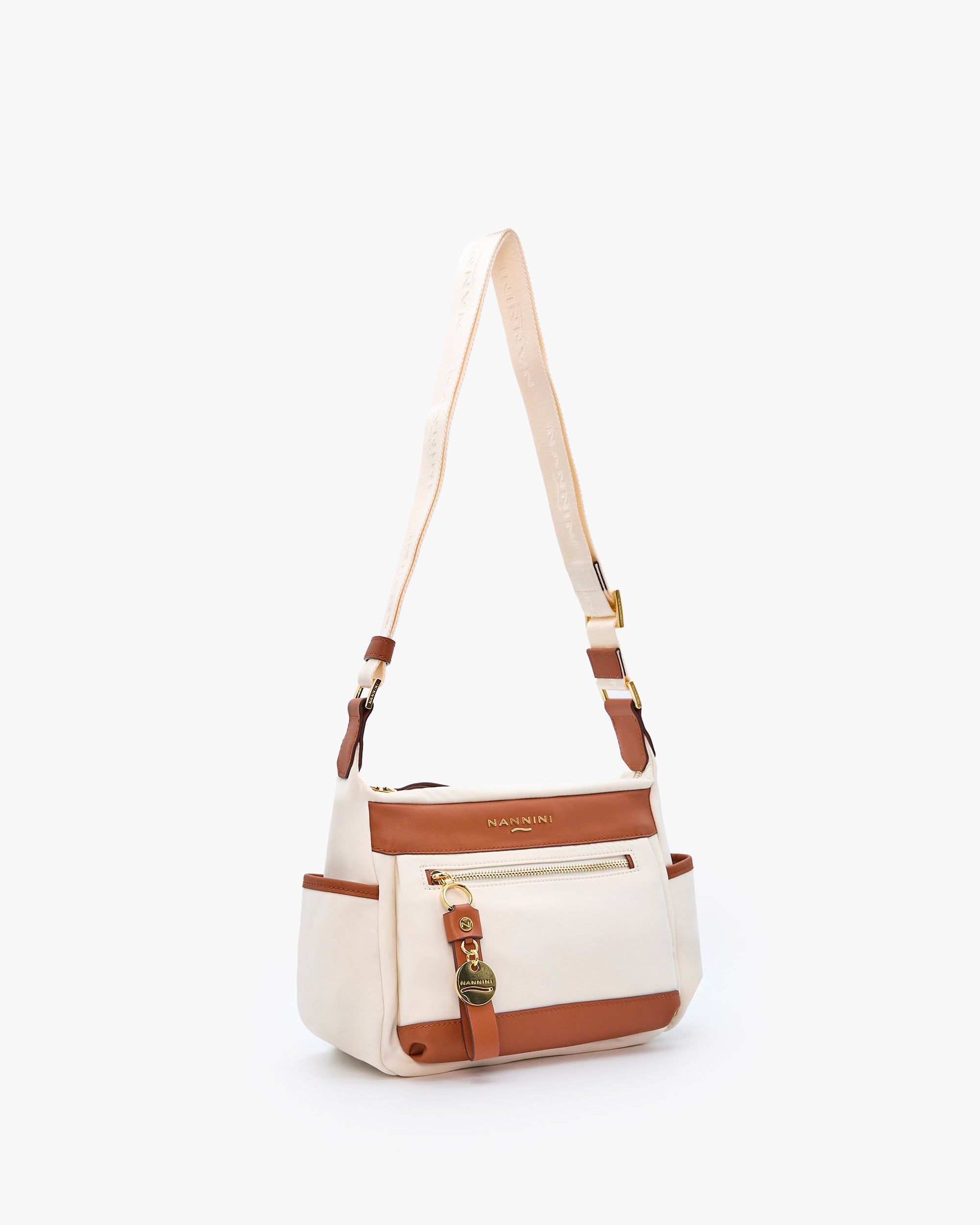 NANNINI borsa spalla donna pelle martellata rossa manici