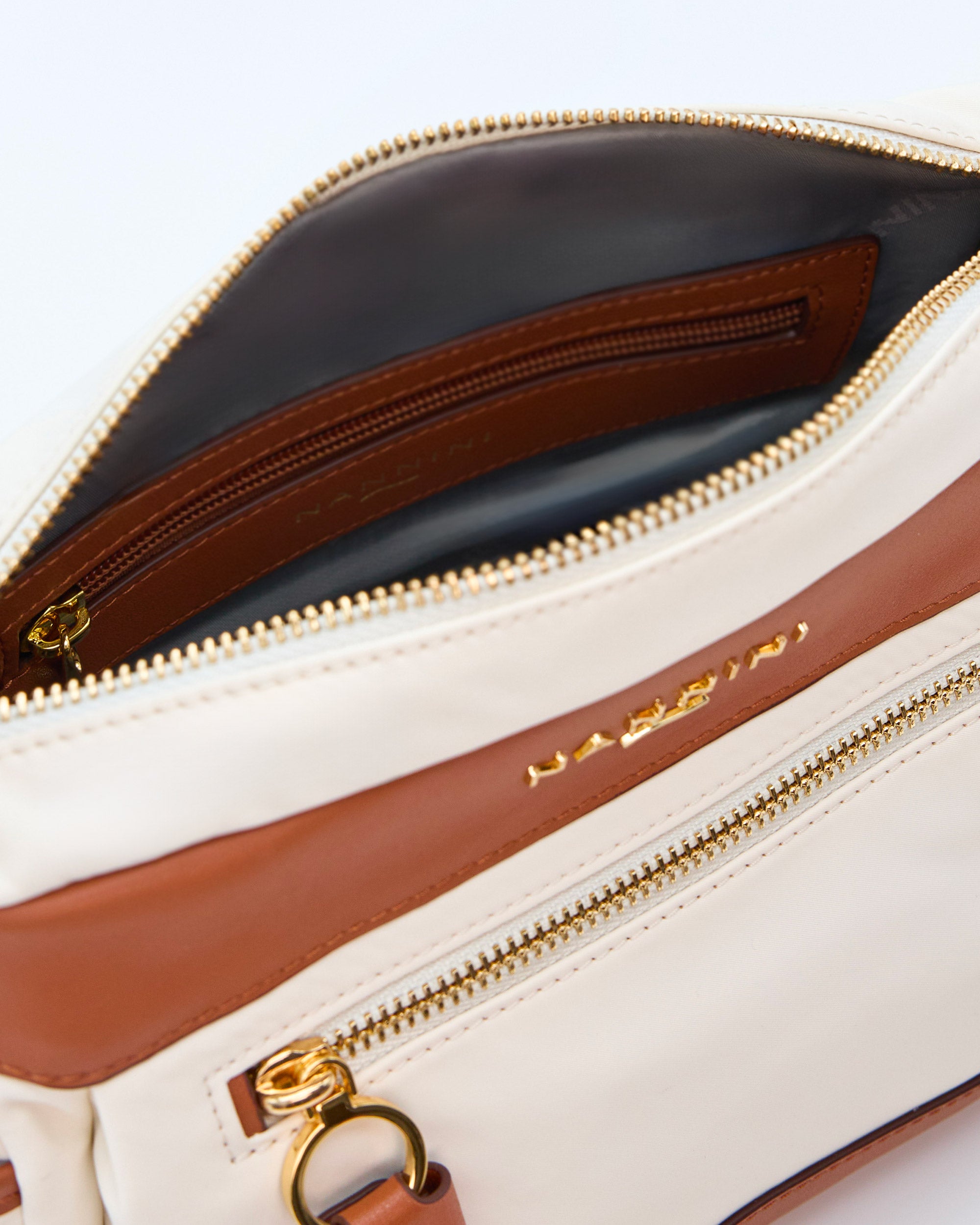 NANNINI borsa spalla donna pelle martellata marrone chiara classica