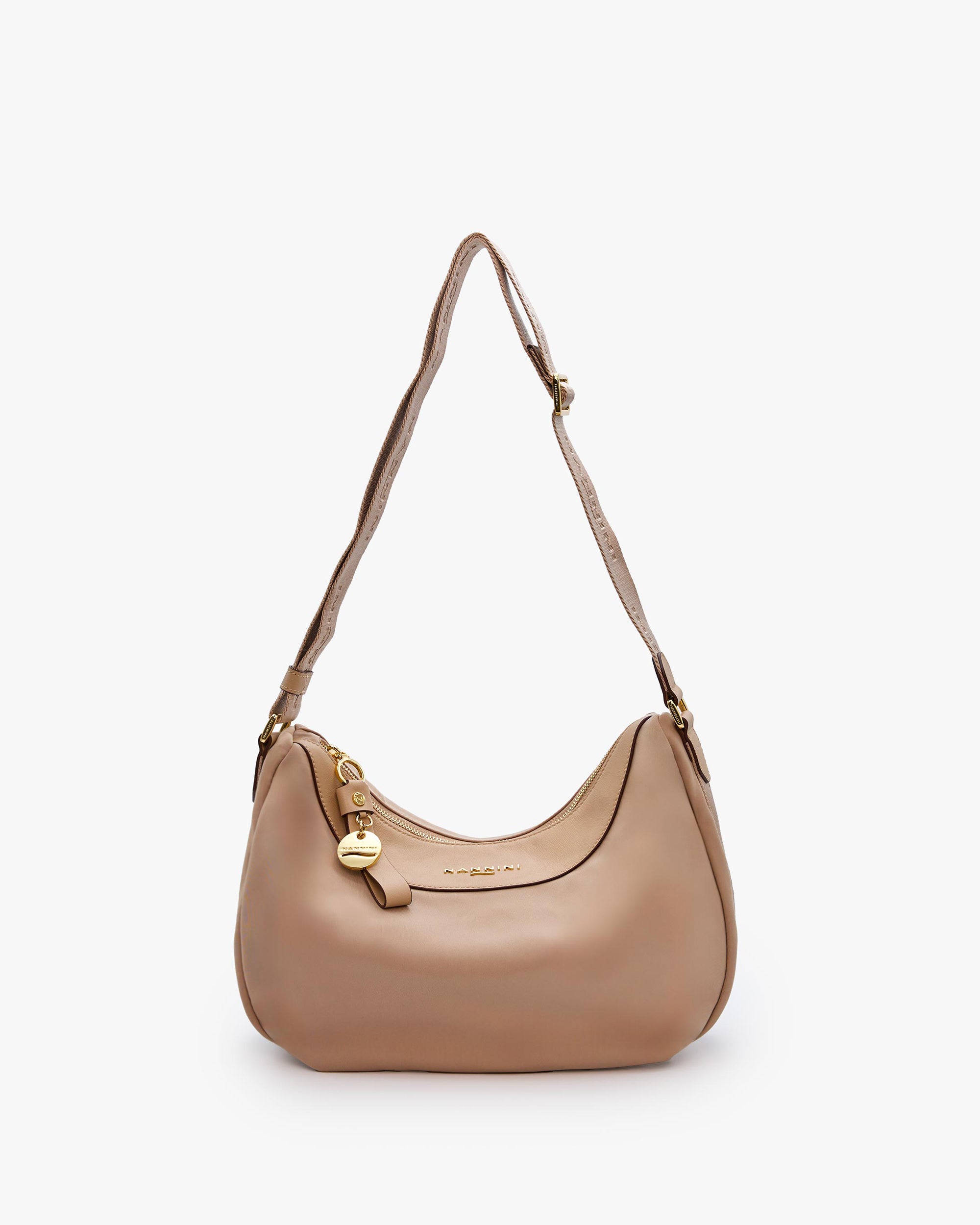 NANNINI borsa spalla donna pelle martellata marrone chiusura patta