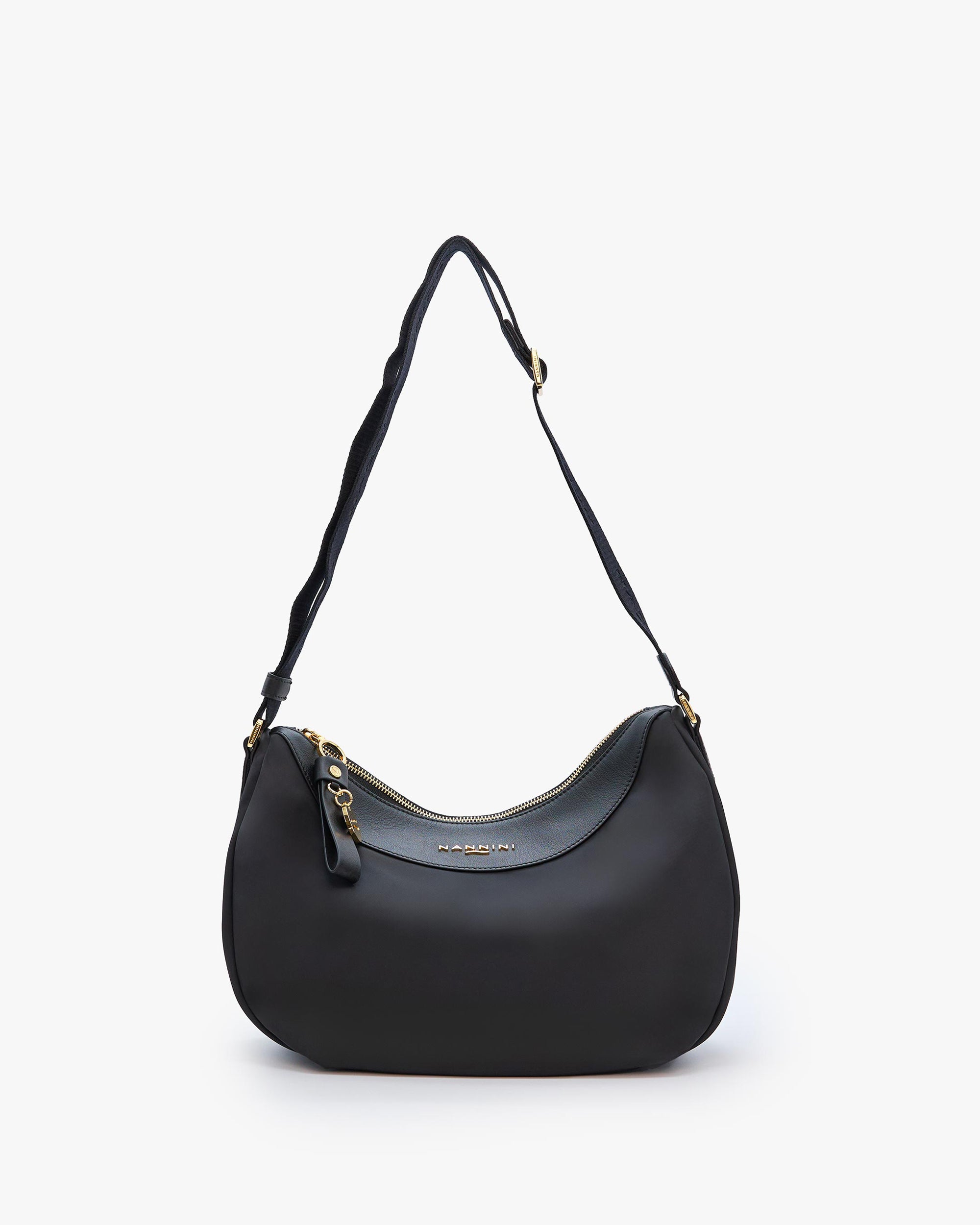 NANNINI borsa spalla donna pelle martellata nera borchie